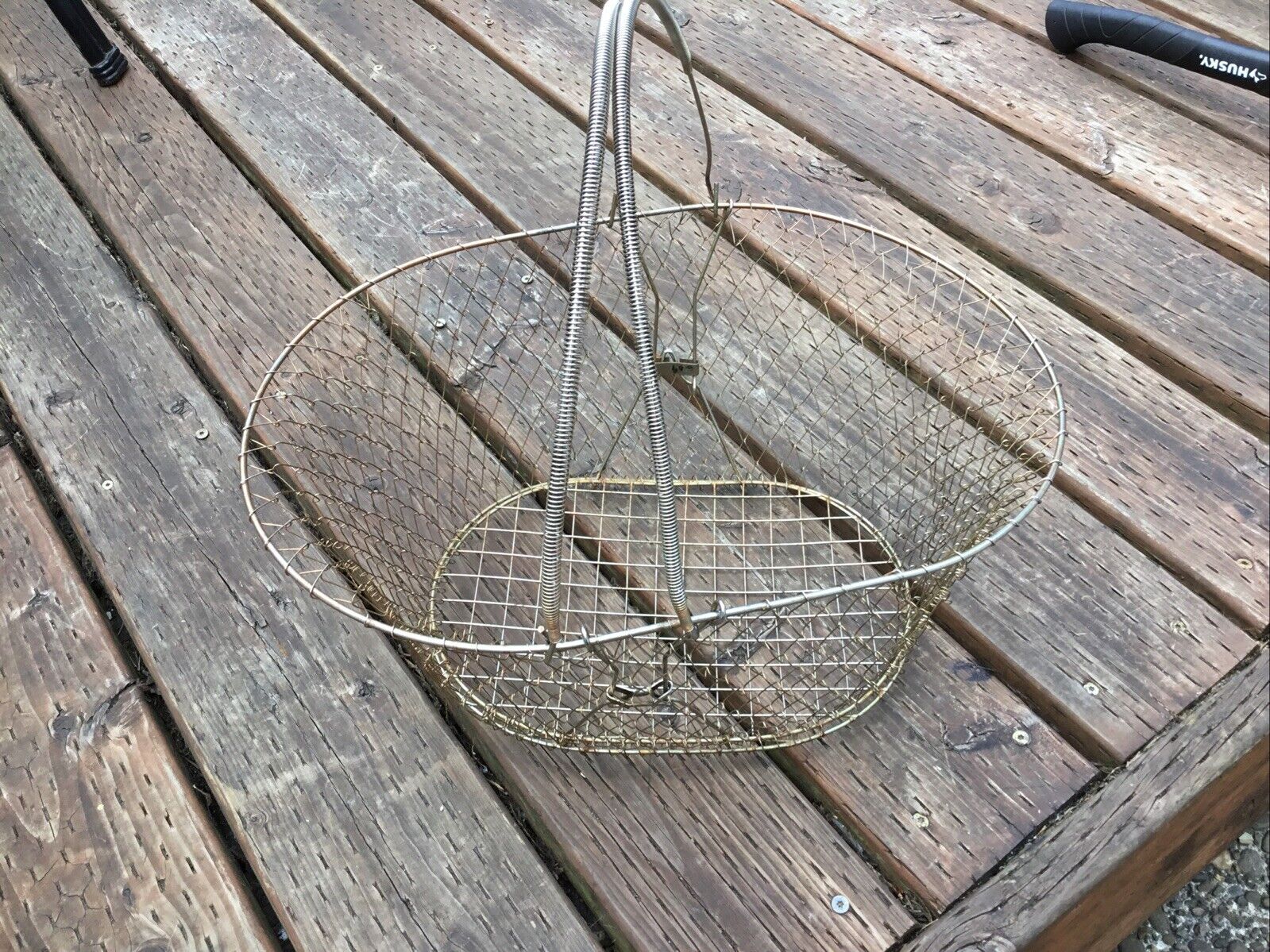 Vintage Collapsible Metal Wire Rustic Basket