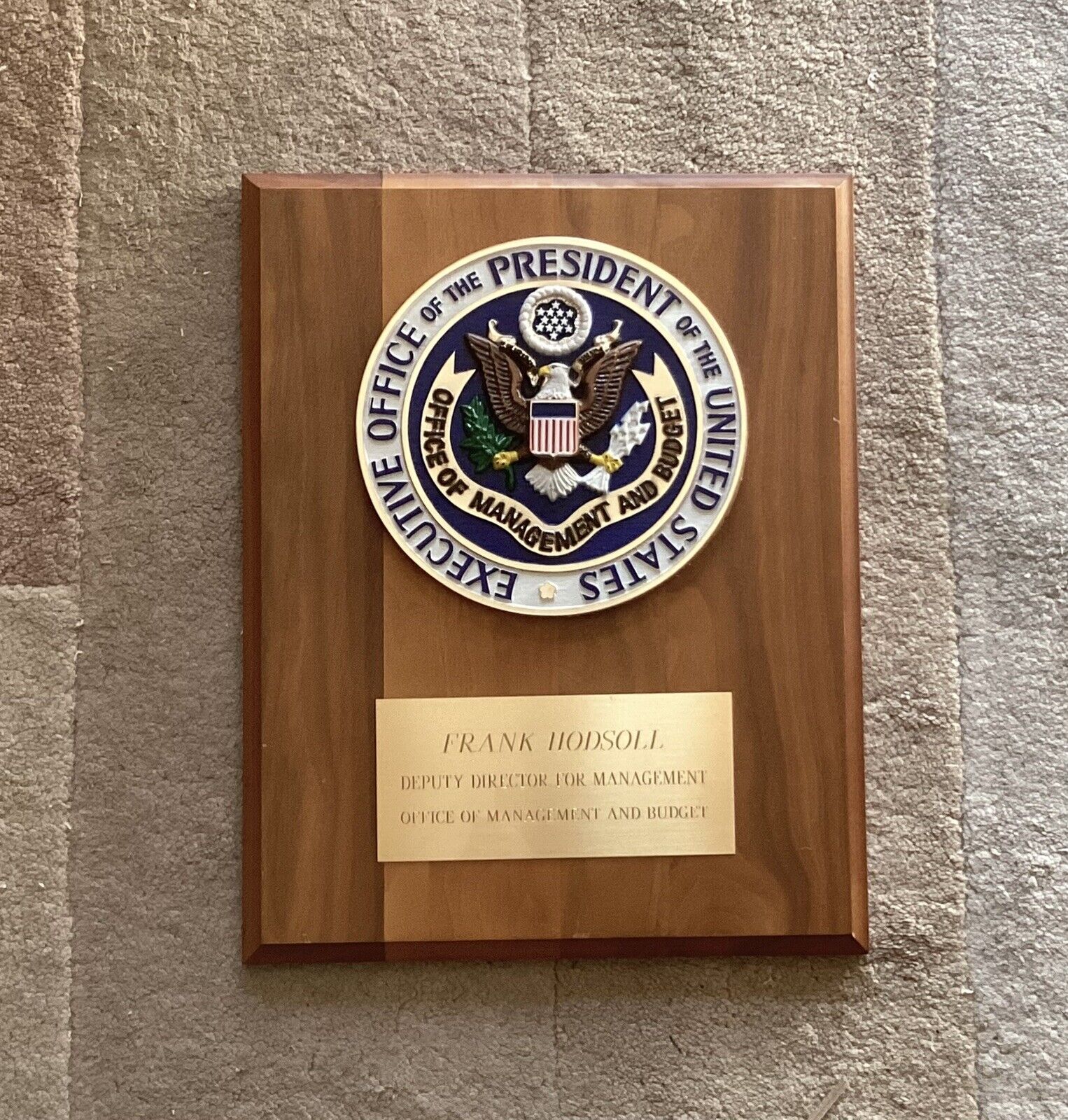 Executive Office Of The President Of The United States Emblem Plaque Award