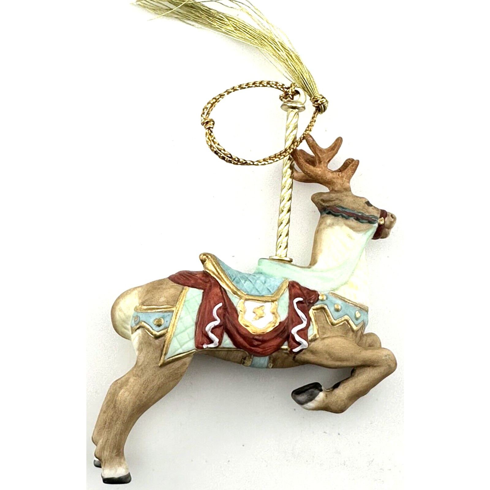 Lenox Carousel Reindeer Christmas Ornament Porcelain Vintage 1989