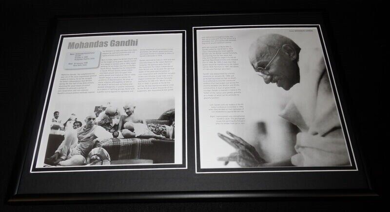 Mohandas Gandhi Framed 12x18 Photo Display 