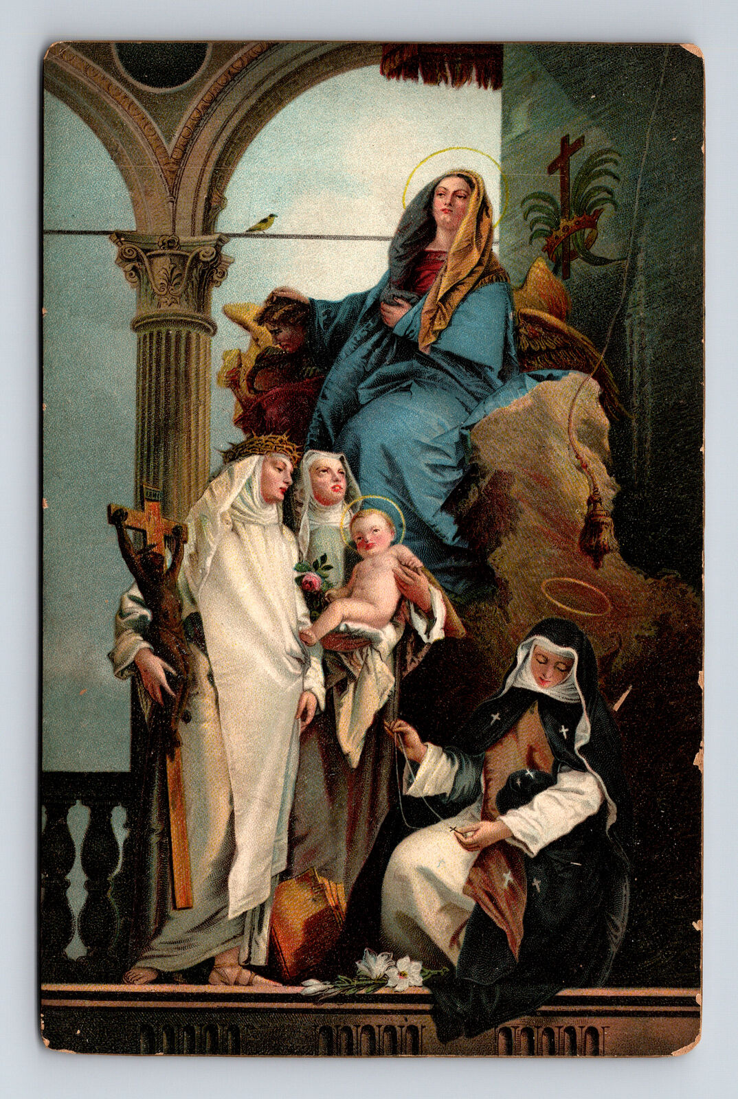 Stengel La Madonna The Virgin Appearing to Dominican Saints by Tiepolo Postcard
