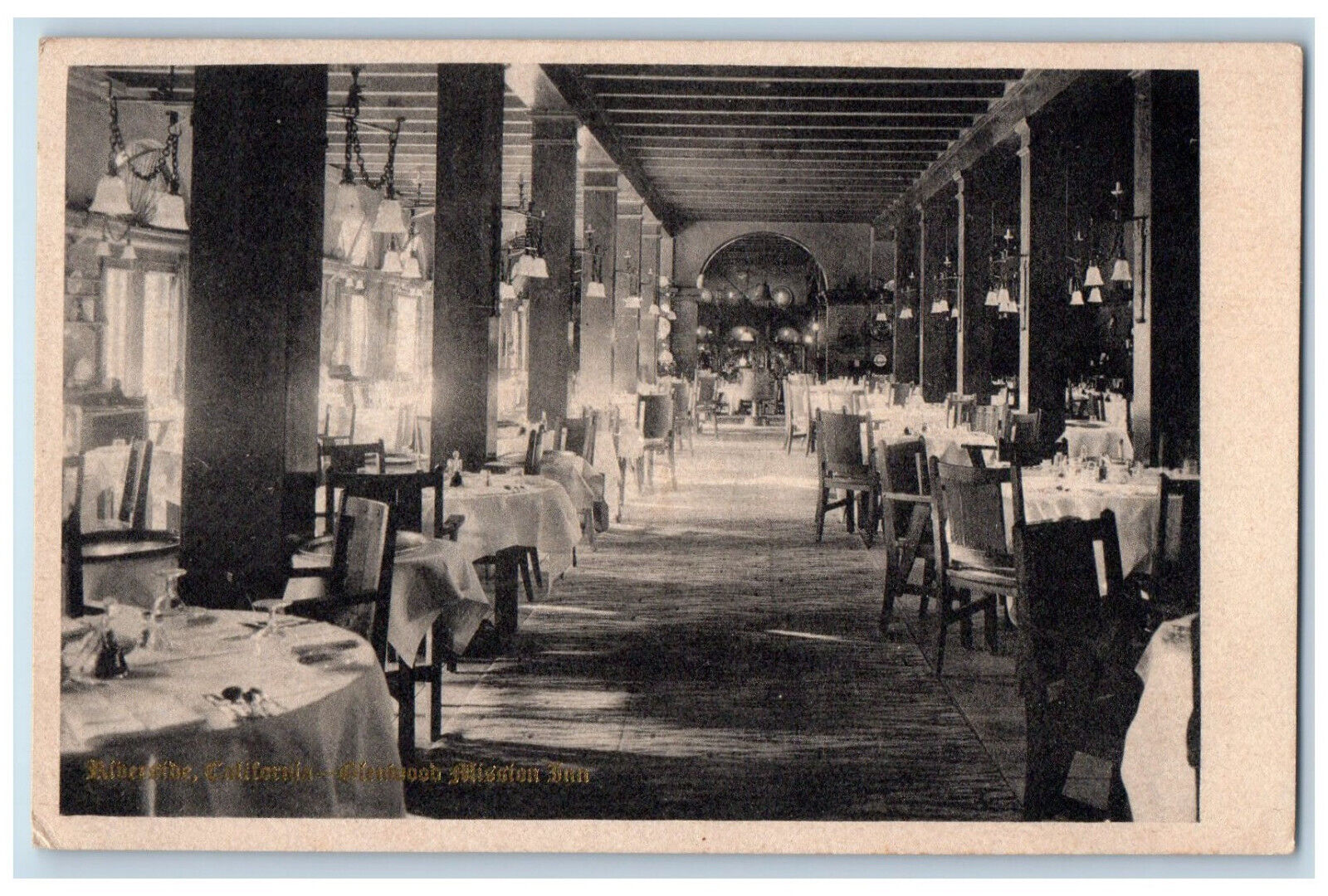 1909 Glenwood Mission Inn Dining Restaurant Riverside California CA Postcard