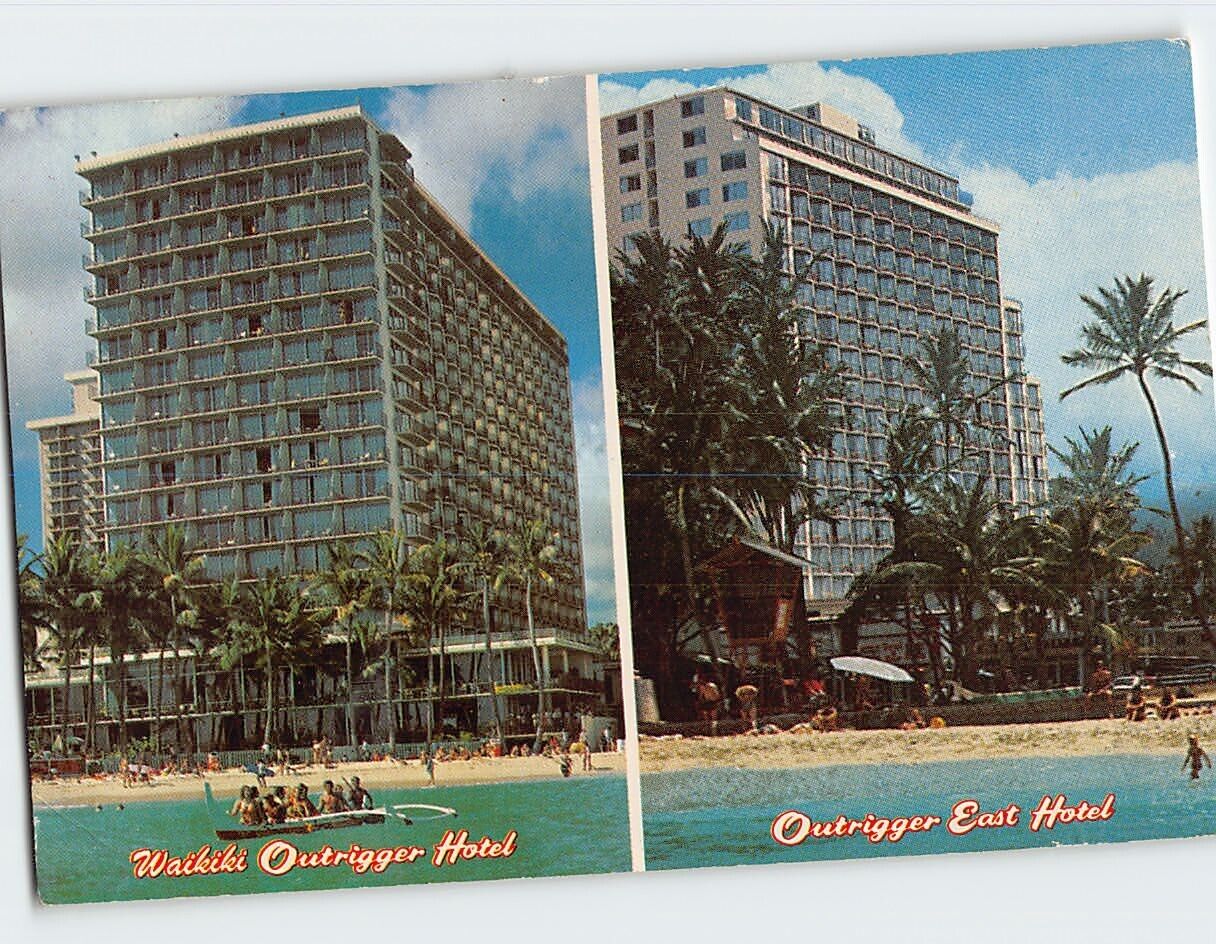 Postcard The Waikiki Outrigger Hotels Honolulu Hawaii USA