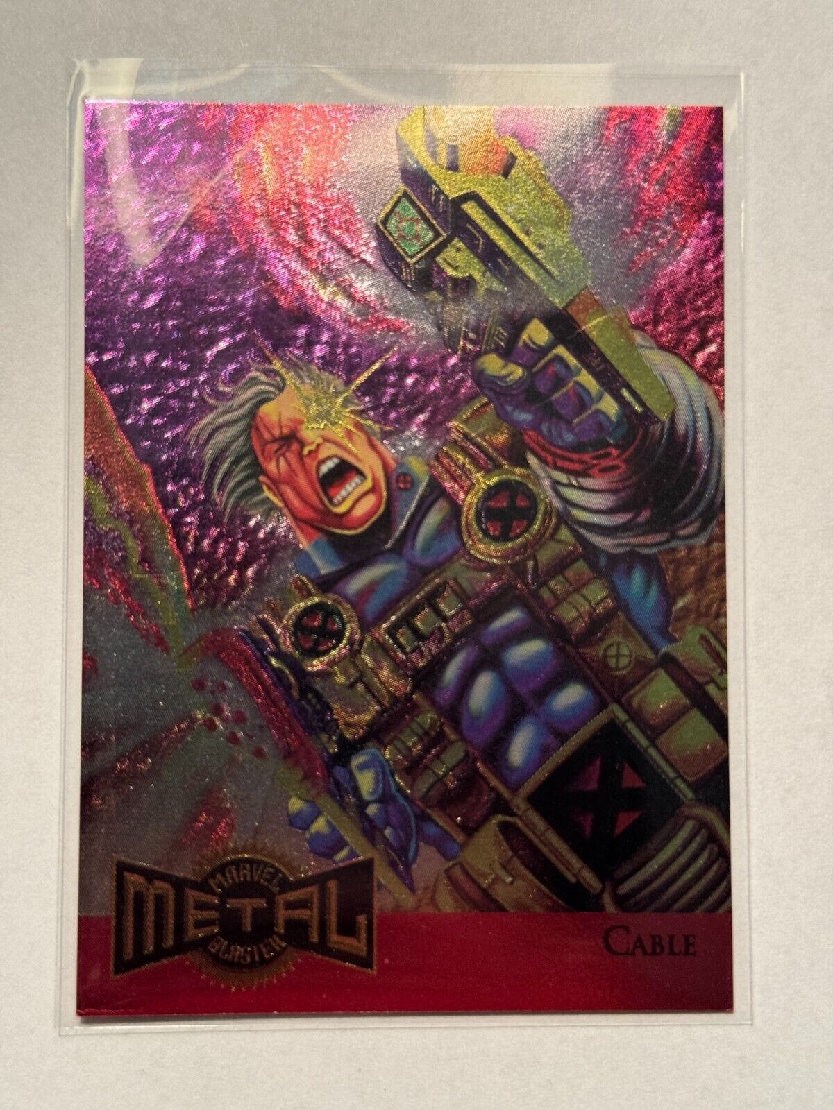 1995 Fleer Marvel Metal, CABLE Metal Blaster, #1/18 [Limited Edition, Rare]