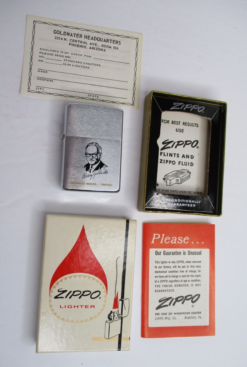 NEW - 1964 Vintage Zippo Lighter Barry Goldwater Presidential Candidate Campaign