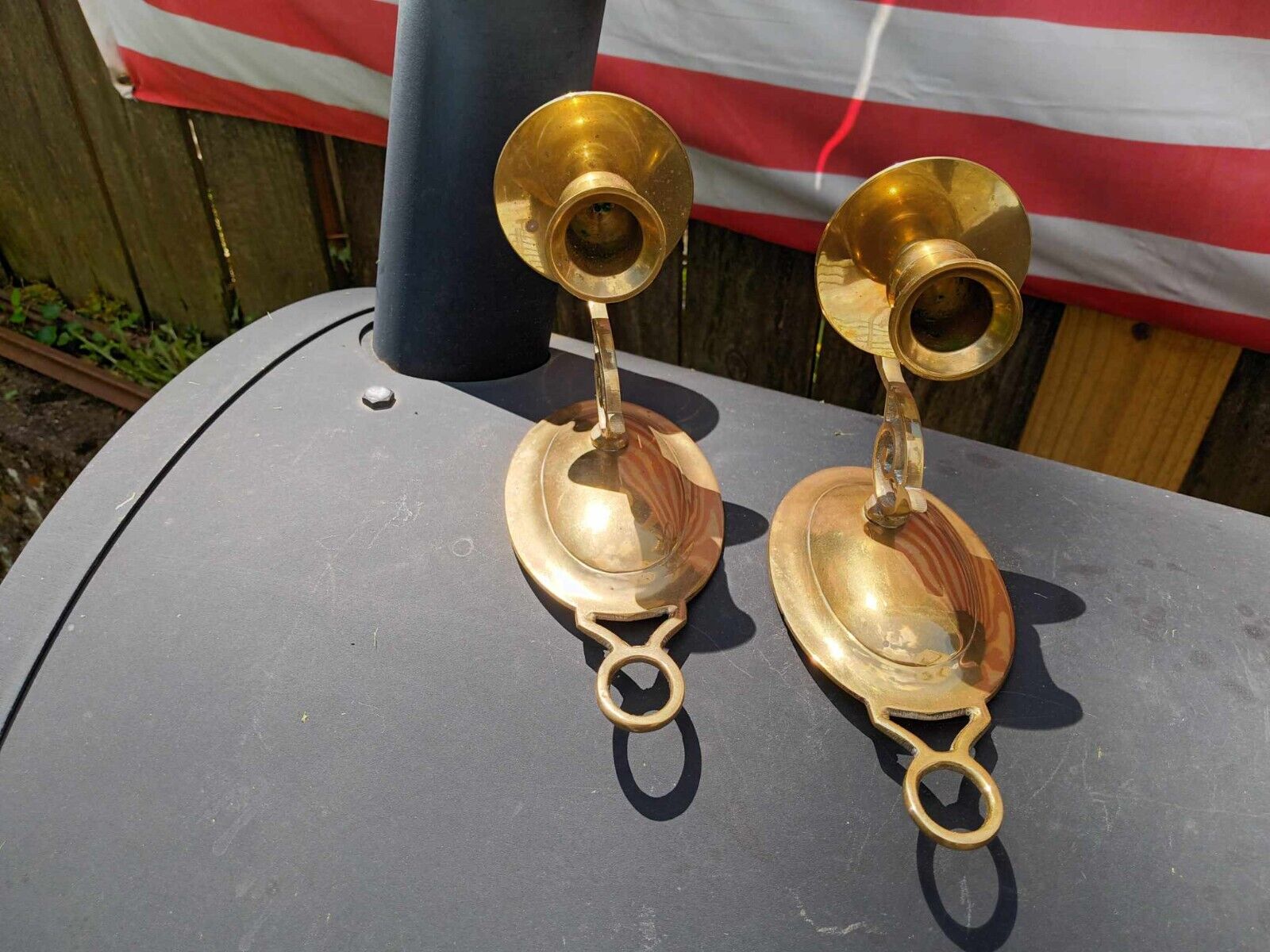 Set of 2 Solid Brass Wall Sconce Candlestick Holders \