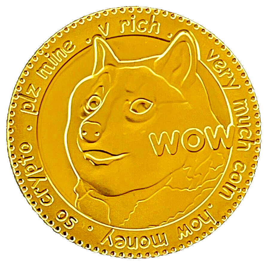 DOGE COIN Token Large Token Crypto Gold WOW Metal Bit-Coin Dogecoin To The Moon