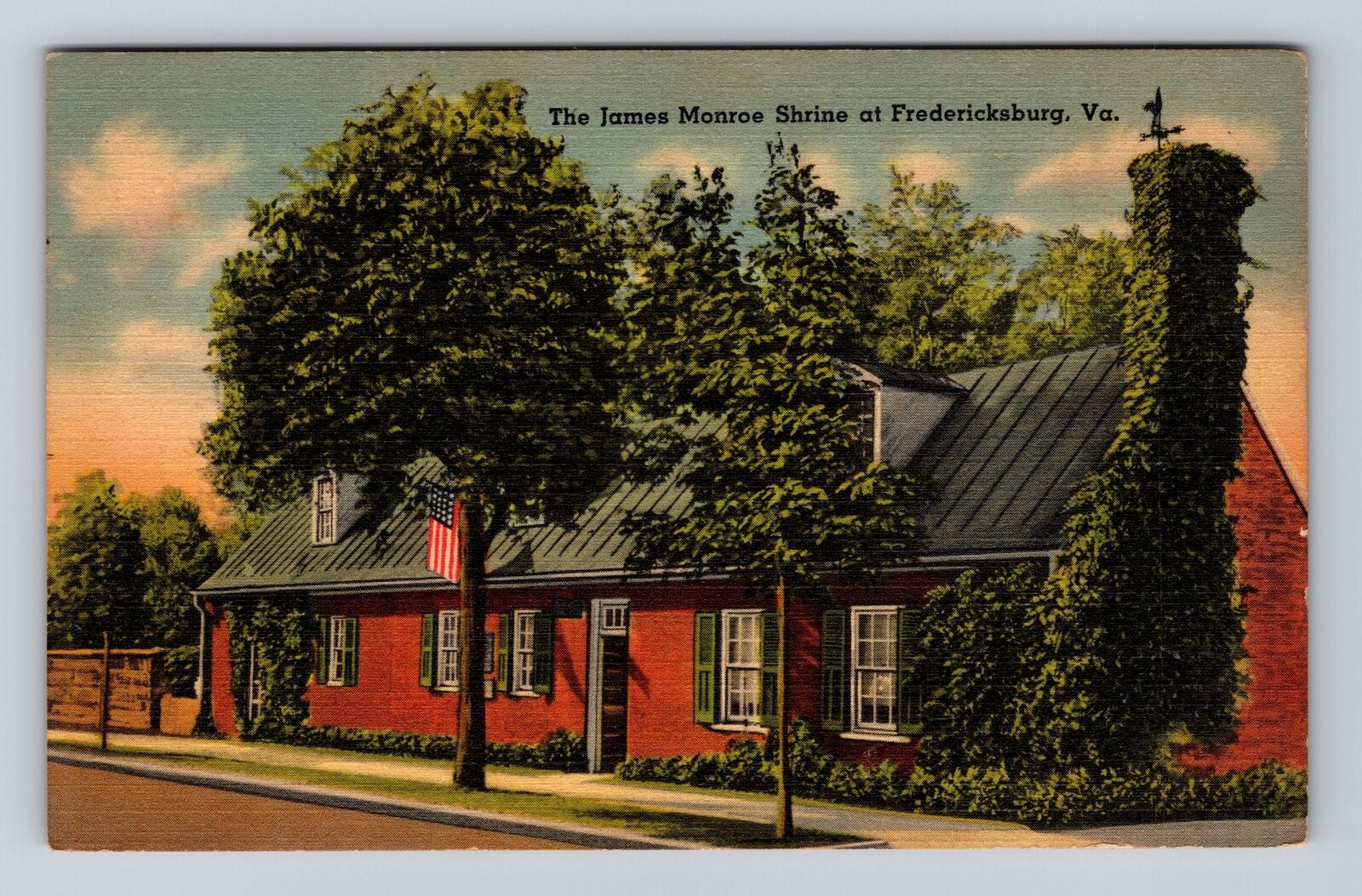 Fredericksburg VA-Virginia, James Monroe Shrine, Antique, Vintage Postcard