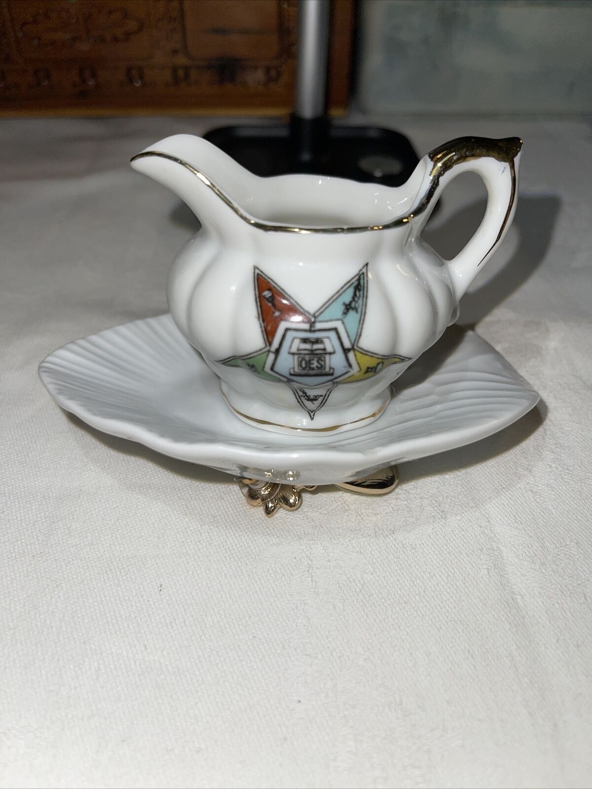 Order of the Easter Star Masonic Mini Creamer And Saucer Ex Cond