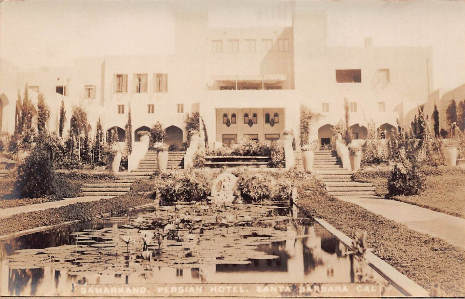RPPC Santa Barbara CA California Samarkand Hotel Photo Postcard 1920s Vtg L2
