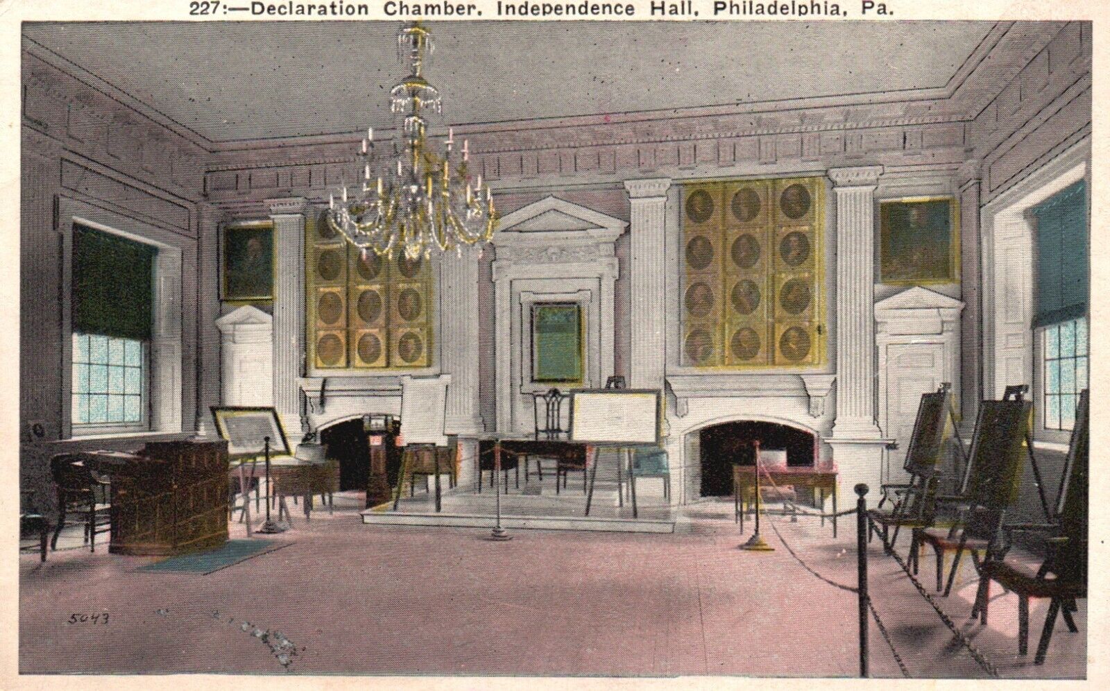 Postcard PA Philadelphia Declaration Chamber Independence Hall Vintage PC e6618