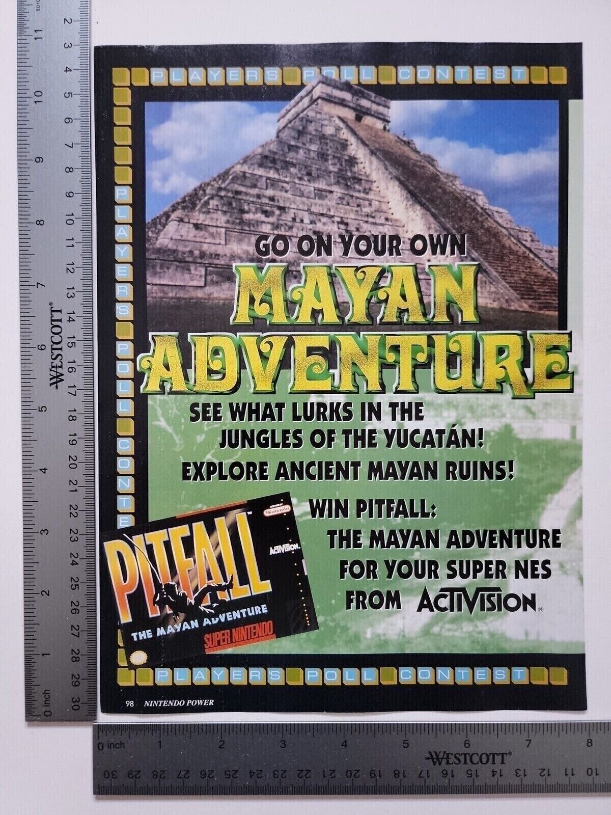 Pitfall Mayan Adventure Advertisement Original Print Ad / Poster Game Gift Art