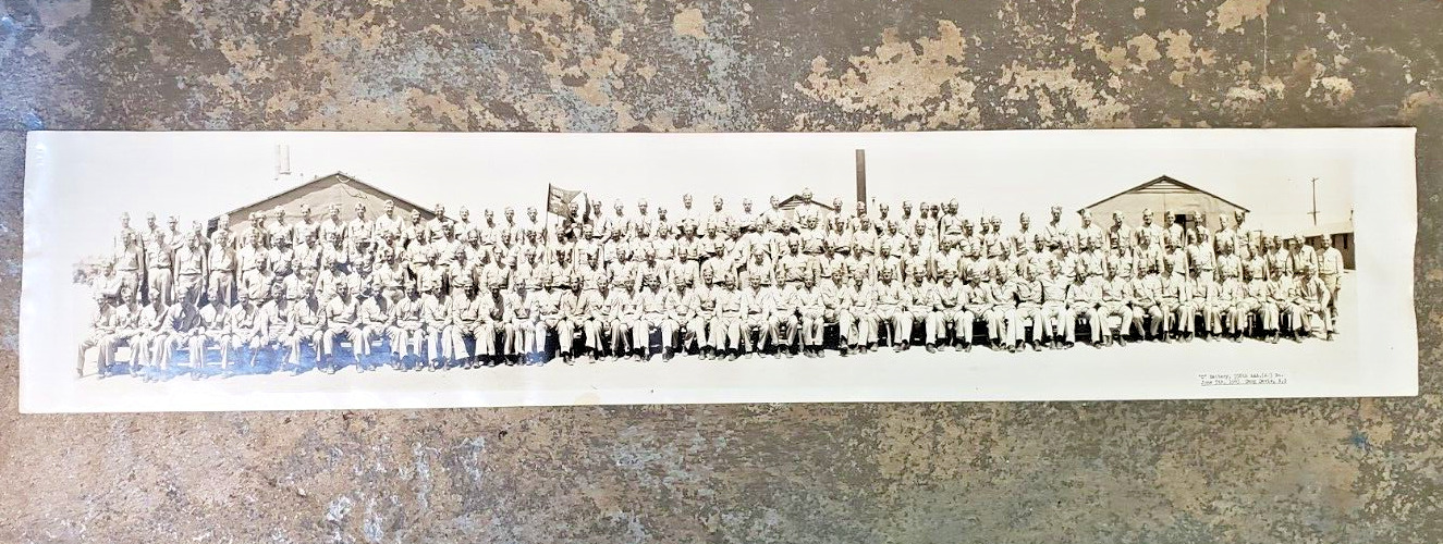 1943 WWII US GI Photo c Battery 558th AAA AW Camp Davis NC Yard Long Group Photo
