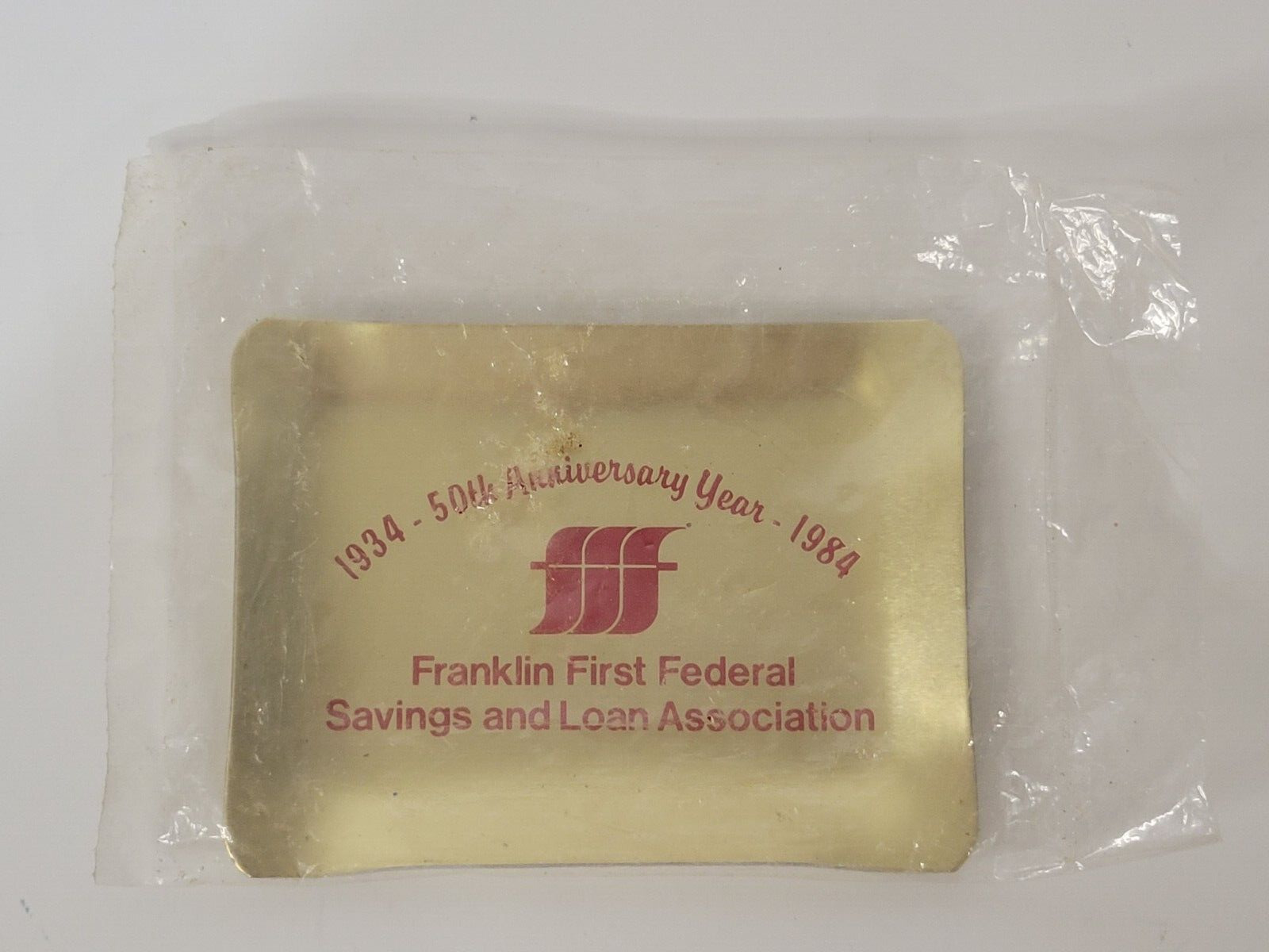 VTG Franklin First Federal Savings & Loan Association Metal Ashtray 50th Ann NEW