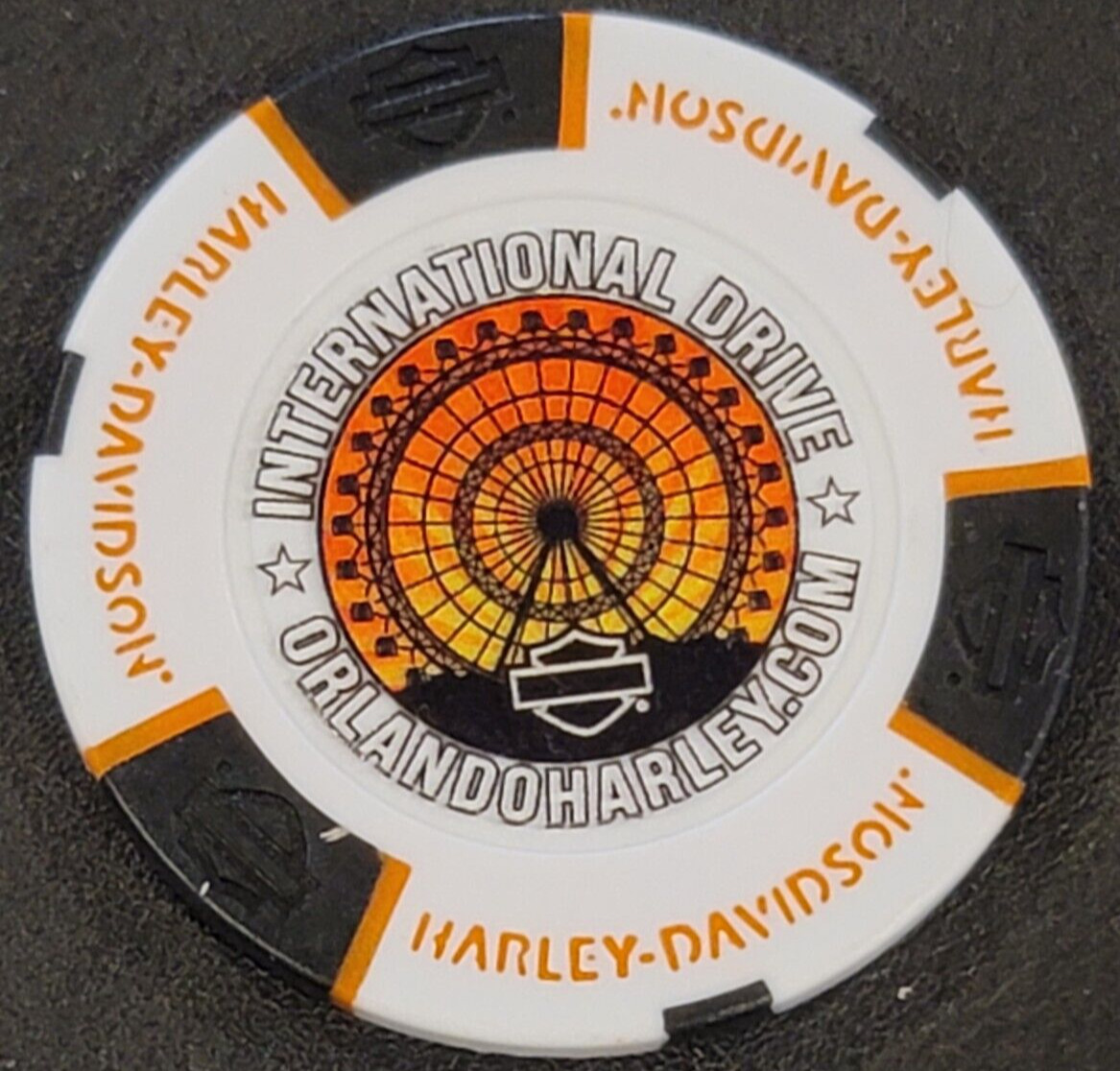 ORLANDO HD *International* ~ FLORIDA (White/Black Full Color) Harley Poker Chip