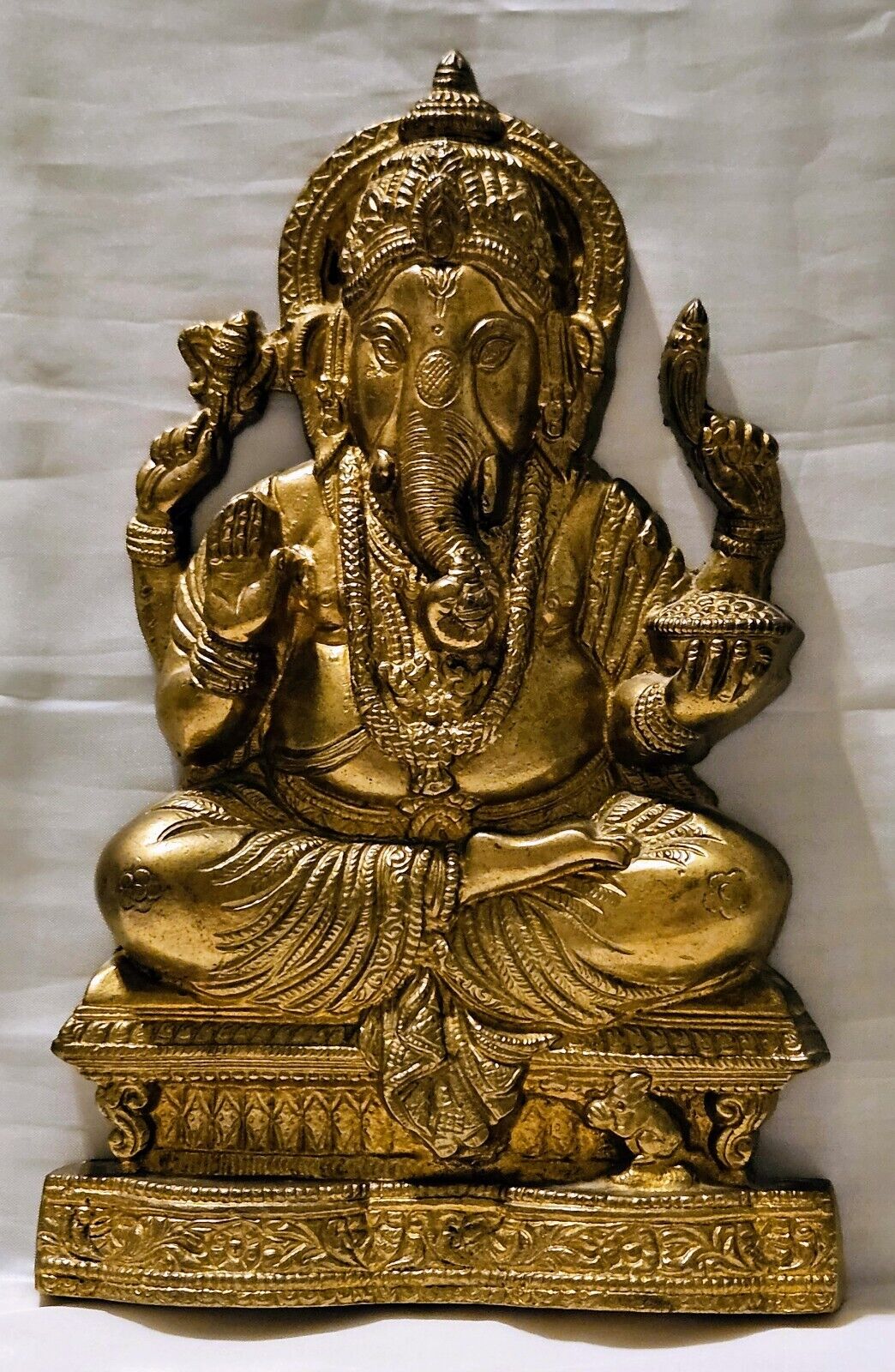 Large Heavy Brass Ganesha Flatback Statue