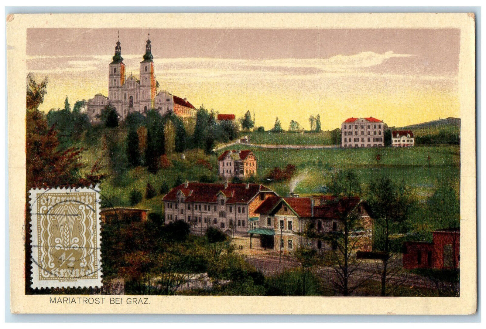 c1930's Mariatrost Nearby Buildings Graz Austria Vintage Posted Postcard