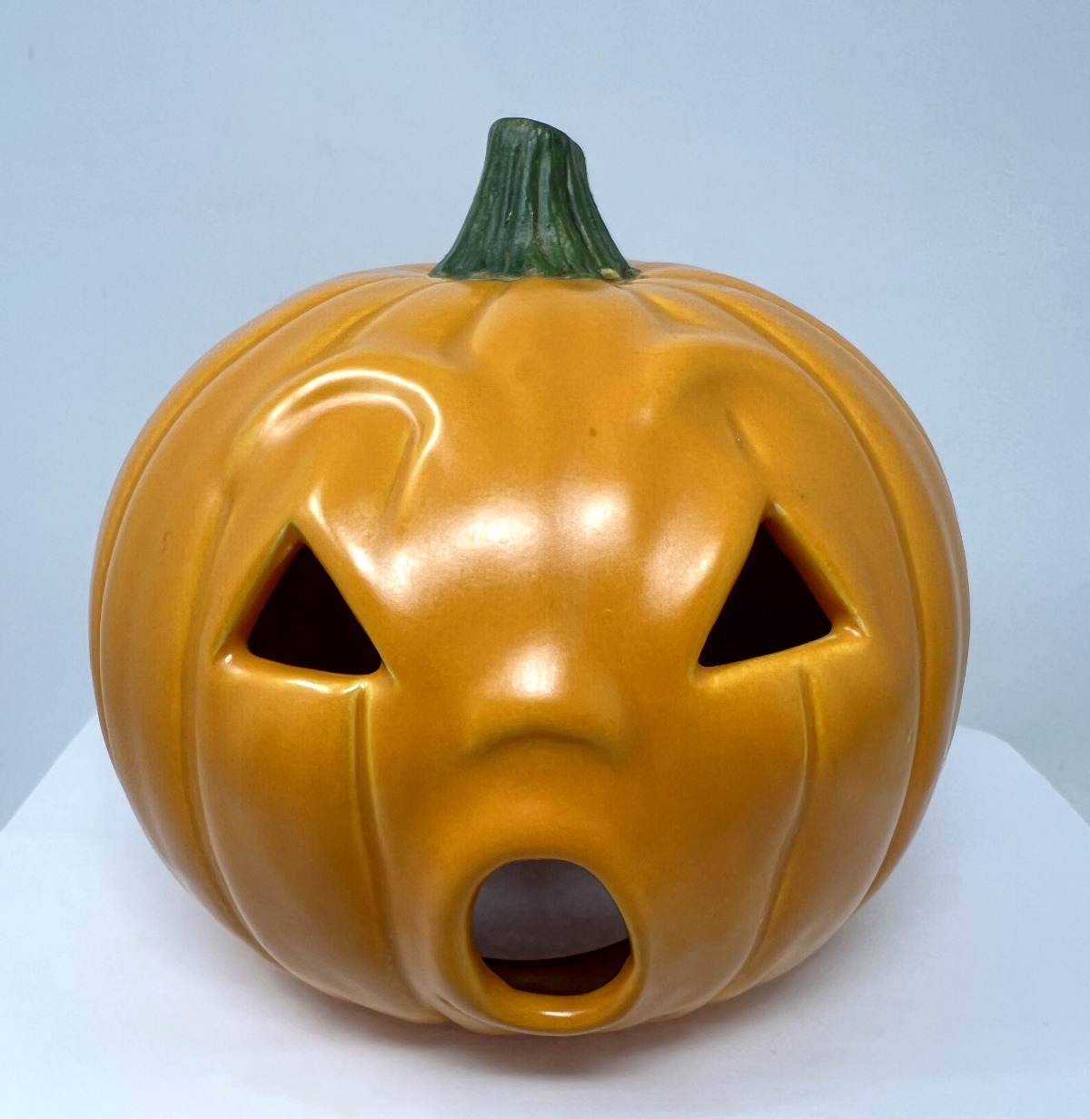 Vintage Halloween Double Sided Ceramic Pumpkin Jack O Lantern