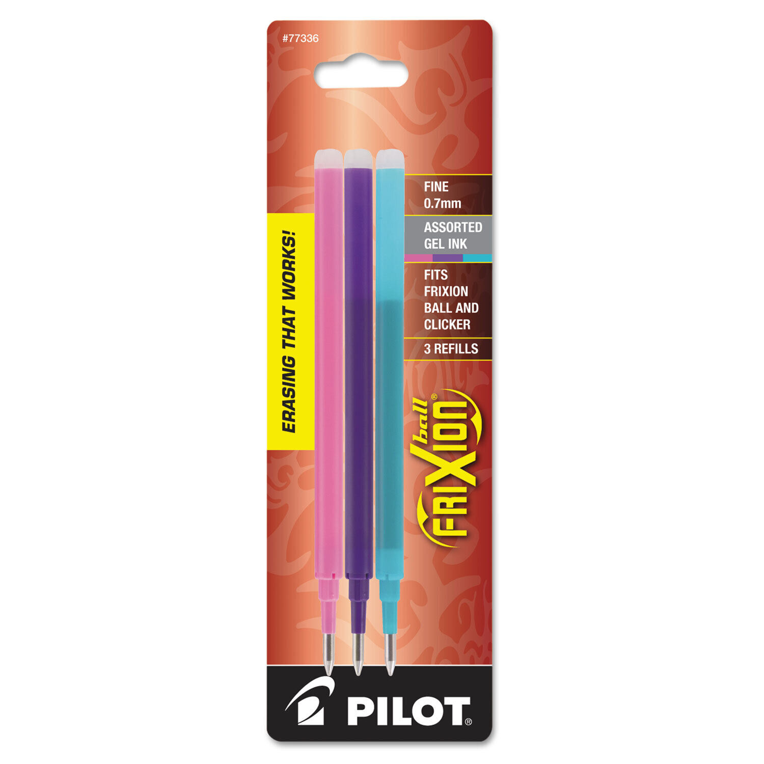 Pilot Refill for FriXion Erasable Gel Ink Pen Assorted 3/Pk 77336