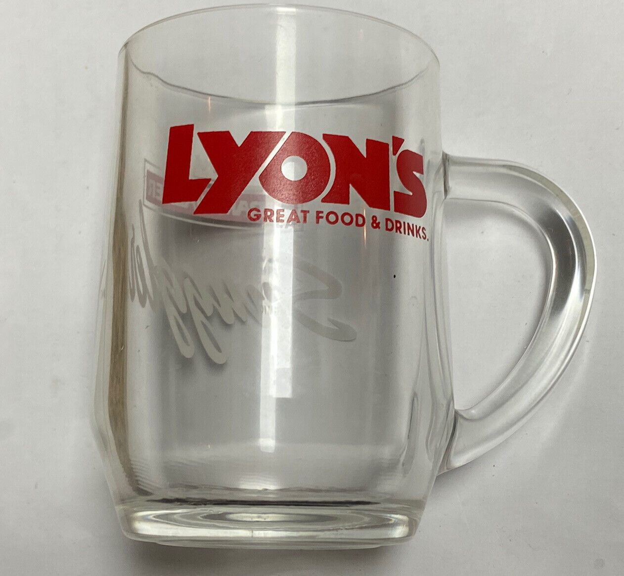 Vintage Defunct LYON’S Restaurant Hiram Walker Snuggler Glass Coffee Mug Rare