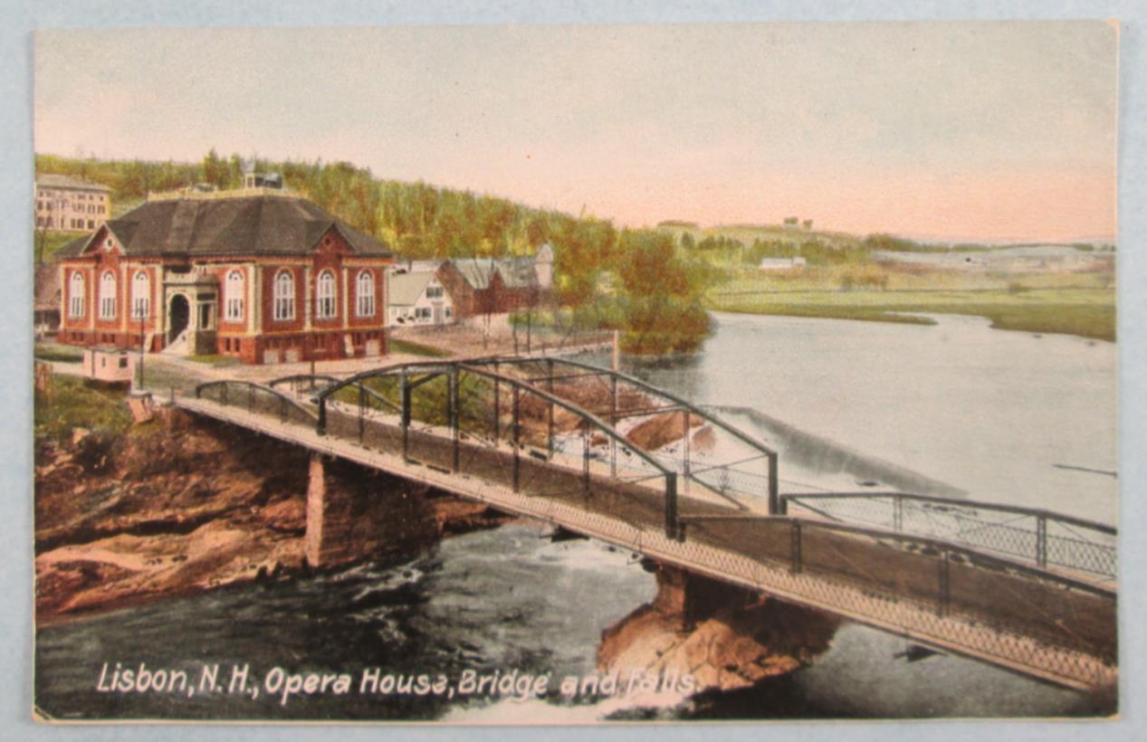 Opera House, Bridge And Falls, Lisbon, NH New Hampshire Postcard (#5038)