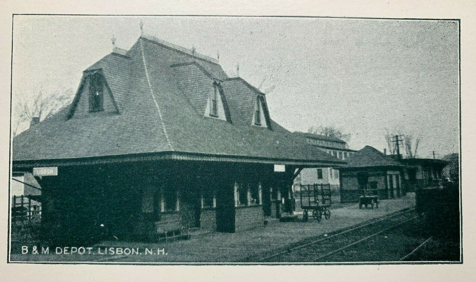 Postcard Lisbon NH - c1900s Boston and Maine Railroad Depot