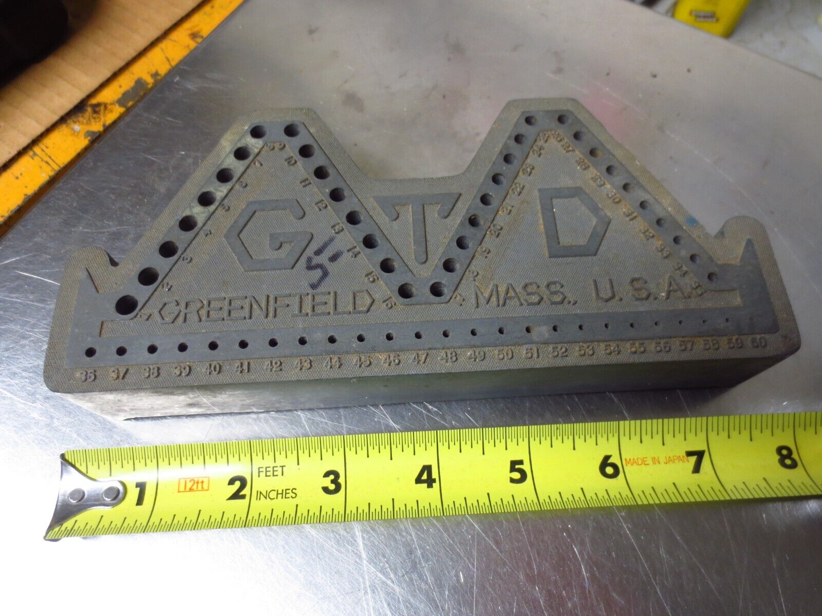 Vintage GTD Drill Bit Index Holder GREENFIELD MASS USA 1-6o Numbered.