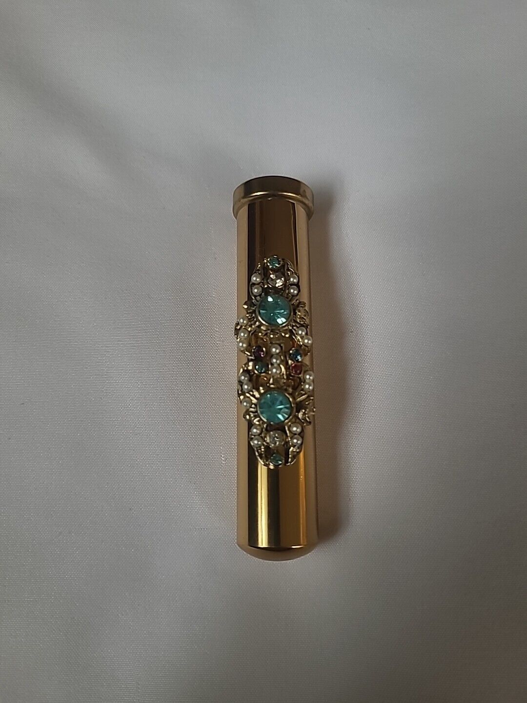Vintage Gold  Rhinestone Jeweled Travel Toothbrush, Unused Mid-Century Unique