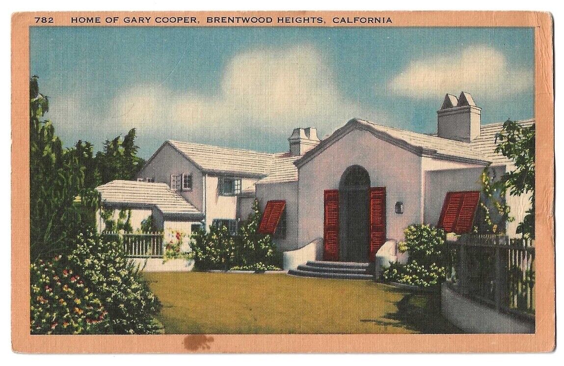 Brentwood Heights California c1940\'s Gary Cooper Home, Hollywood Movie Star
