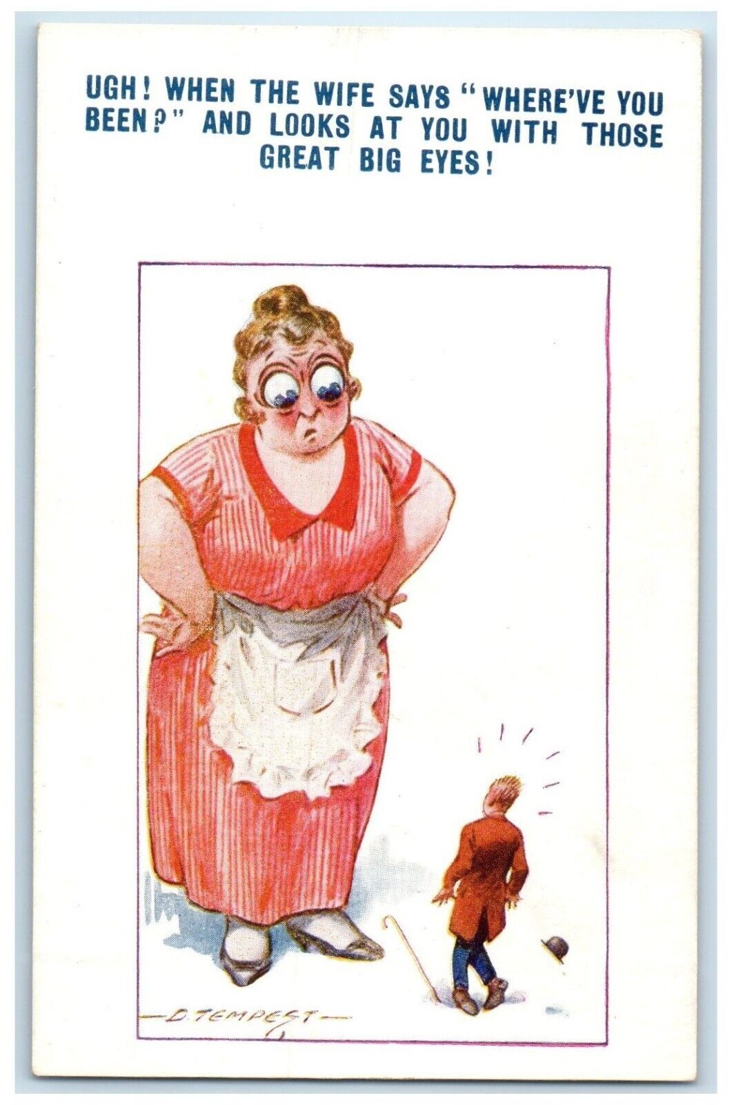 c1910\'s Angry Wife With Great Big Eyes Tempest Signed Bamforth Antique Postcard
