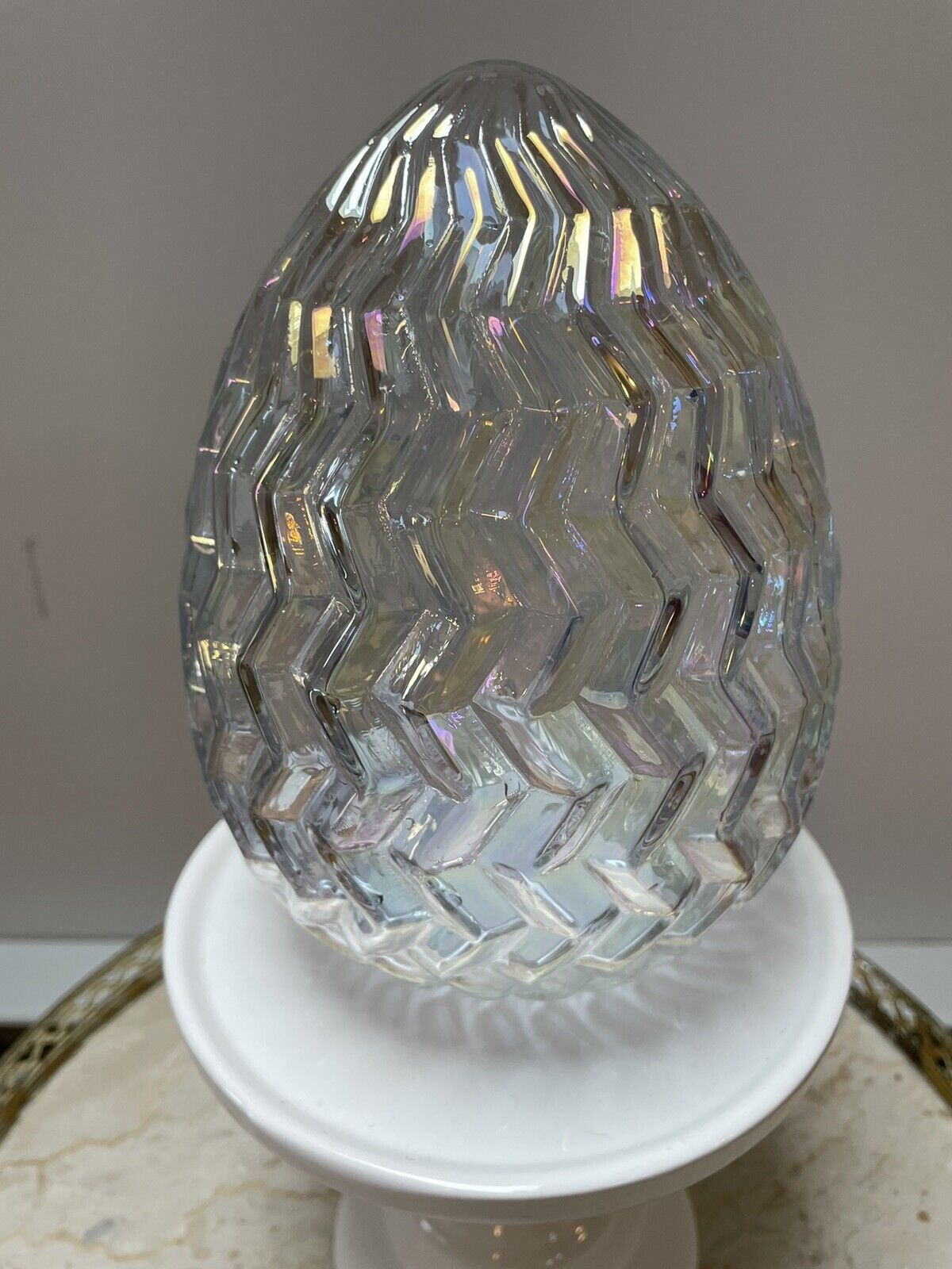 Rare and Unique beautiful heavy beaded Egg glass shiny like diamond