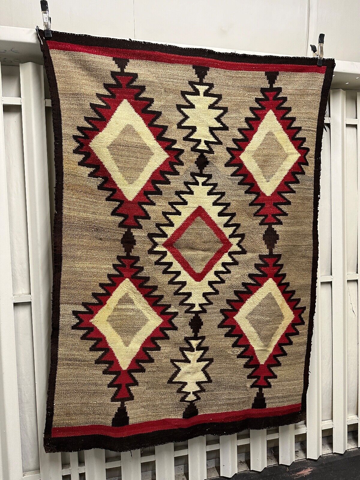 ATQ Navajo Rug Native American Indian Ganado Klagetoh 74x52 Textile Weaving VTG