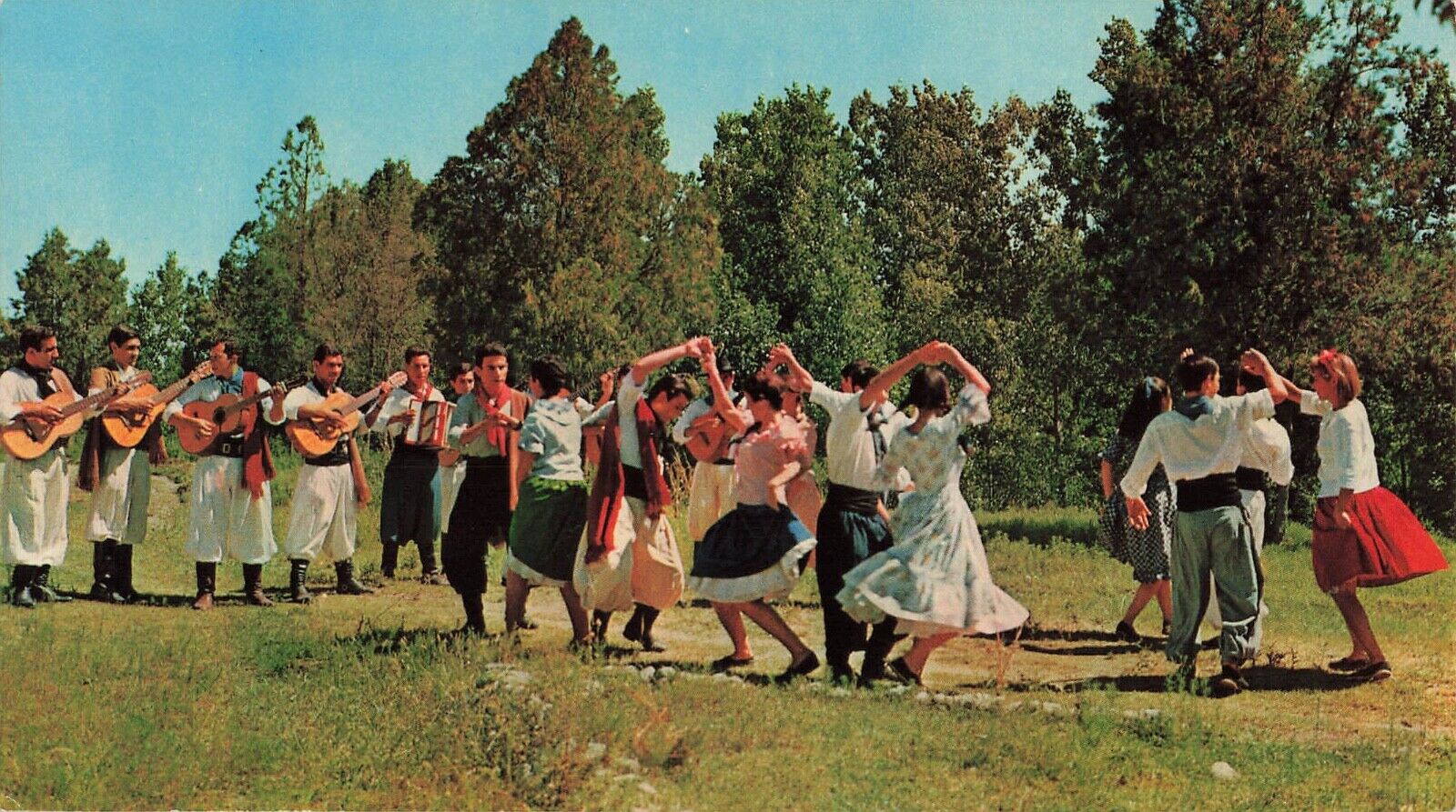 Argentina Men Women Zamba Folk Dancing Outside Vintage Postcard