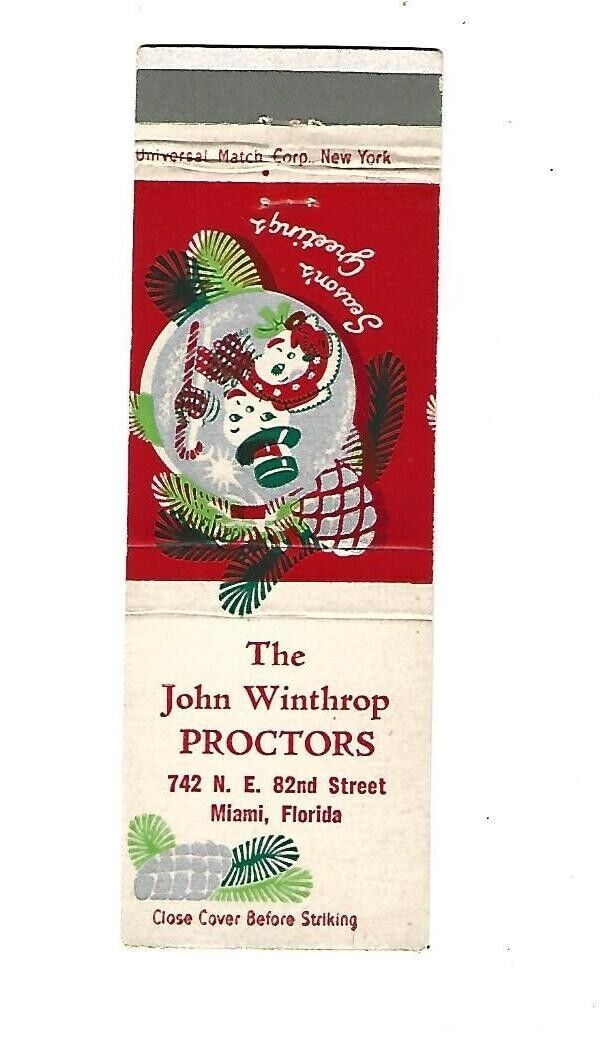 The John Winthrop Proctors   Matchcover   82nd Street    Miami, Florida