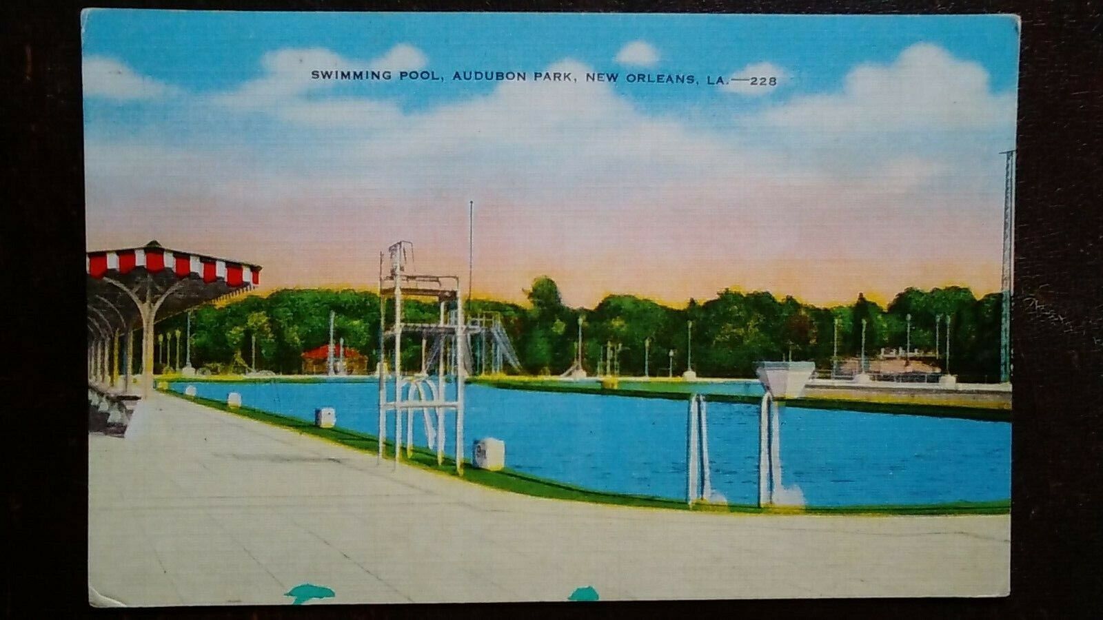 Swimming Pool, Audubon Park, New Orleans, LA - Linen, 1930s/40s, Rough Edges