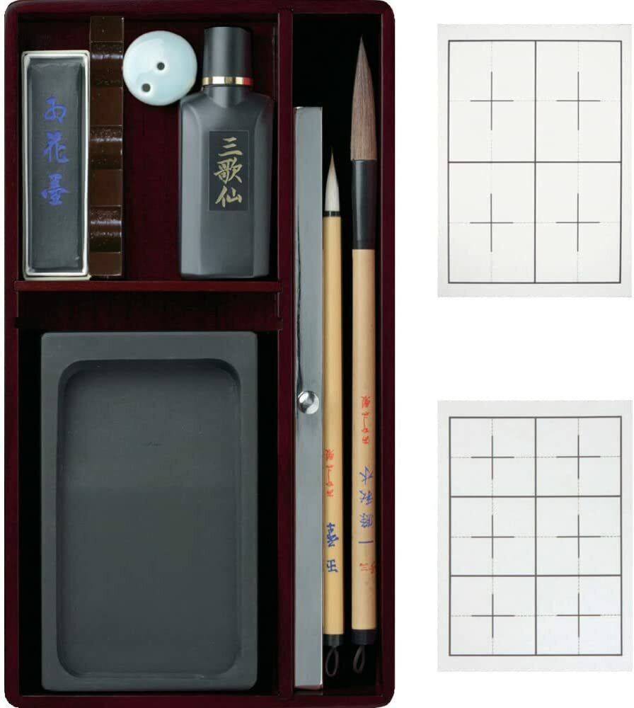 Akashiya Japanese Calligraphy Set Echizen-painted Rose Box AR-07SR from JAPAN