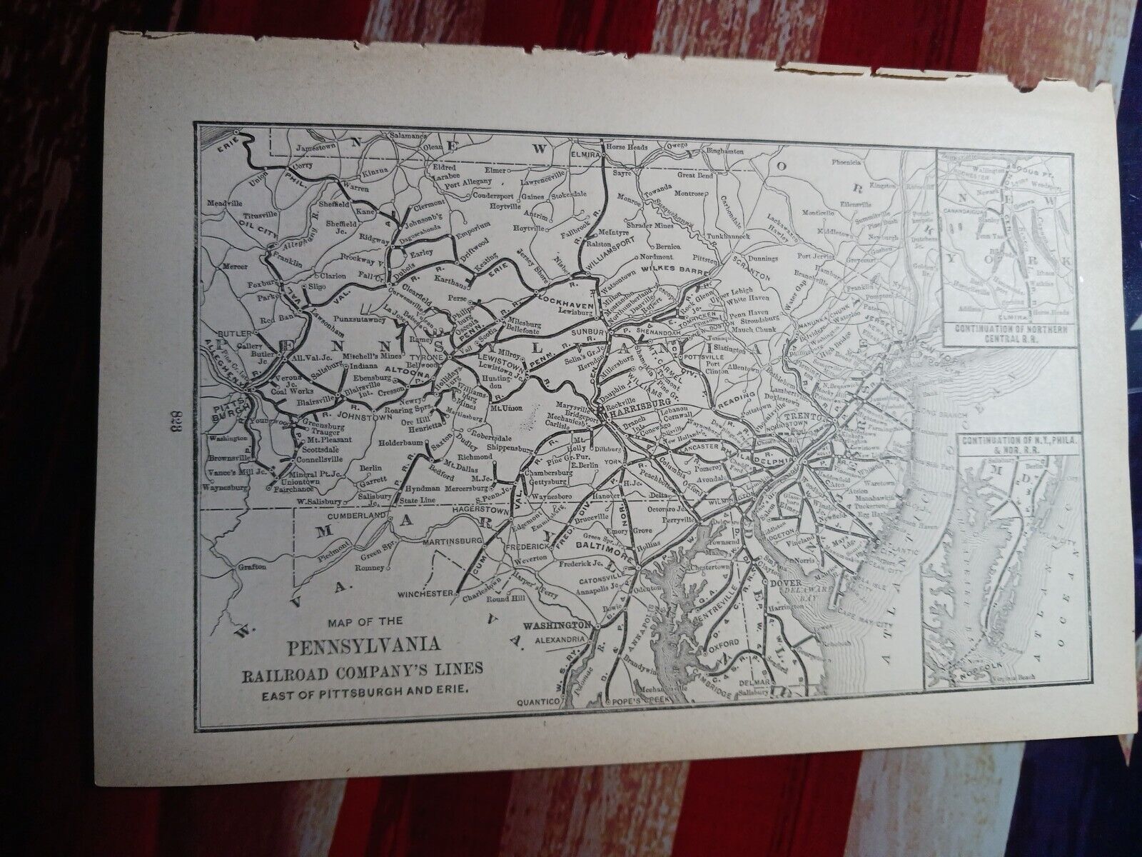 1891 train route map PENNSYLVANIA RAILROAD COMPANY east of Pittsburgh lines 