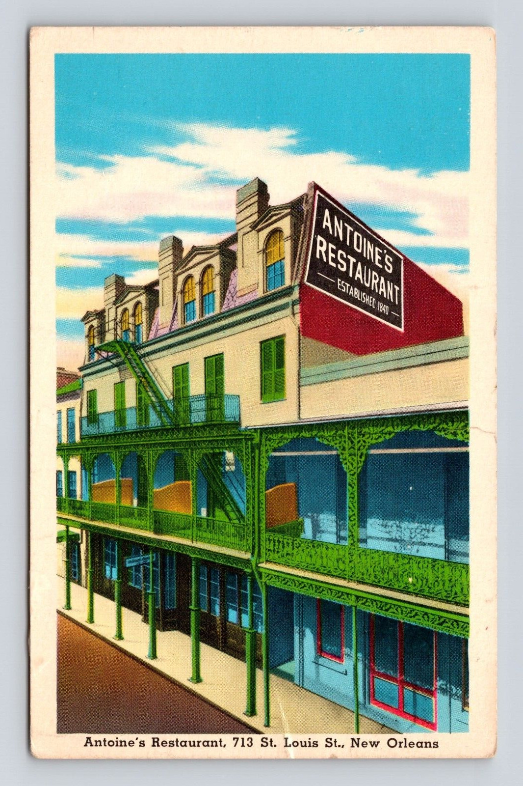 Postcard Antoine\'s Restaurant St Louis St New Orleans LA 1950\'s