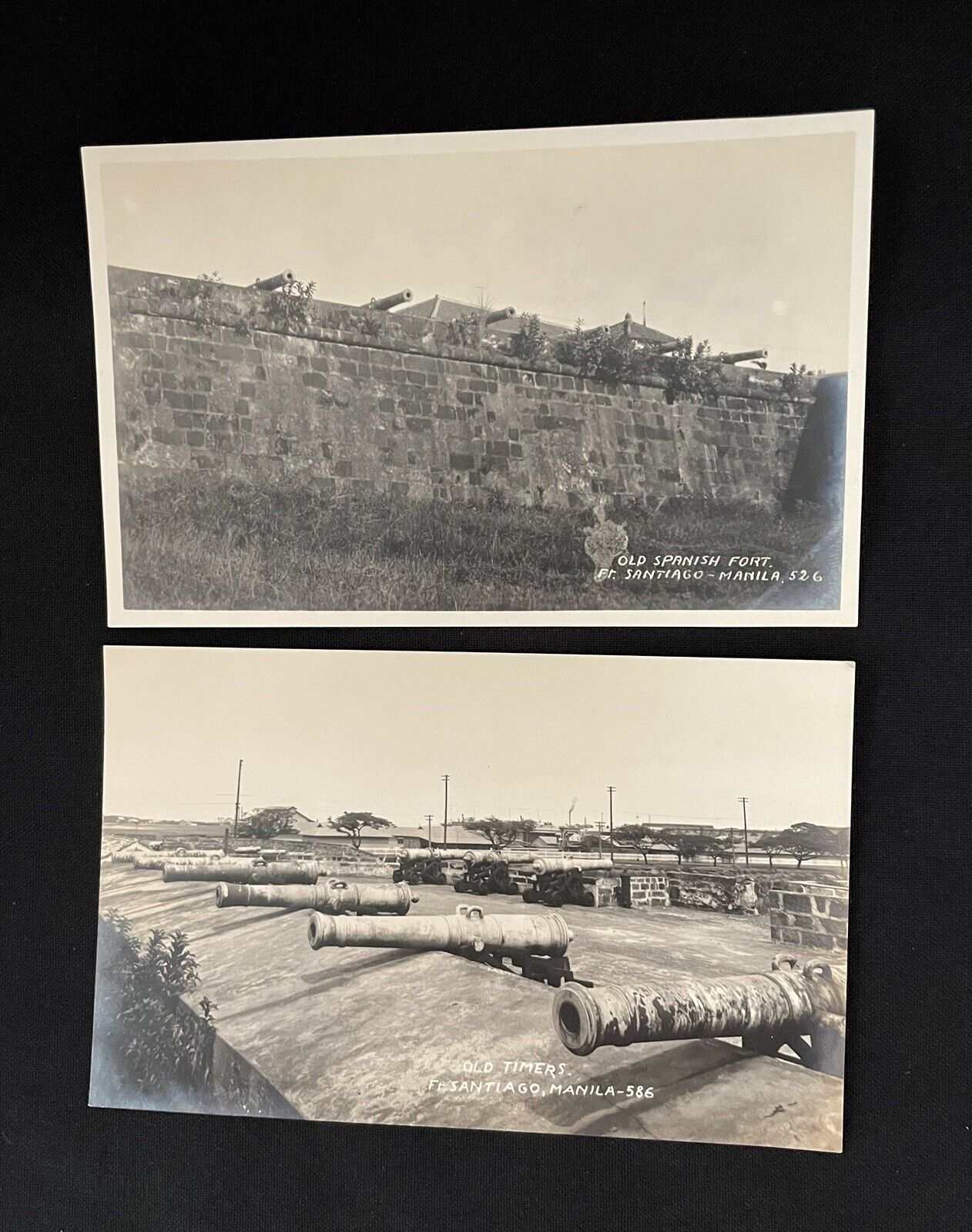RPPC LOT OF 2 Philippines, Old Spanish Fort Fr Santiago Manila , Cannons