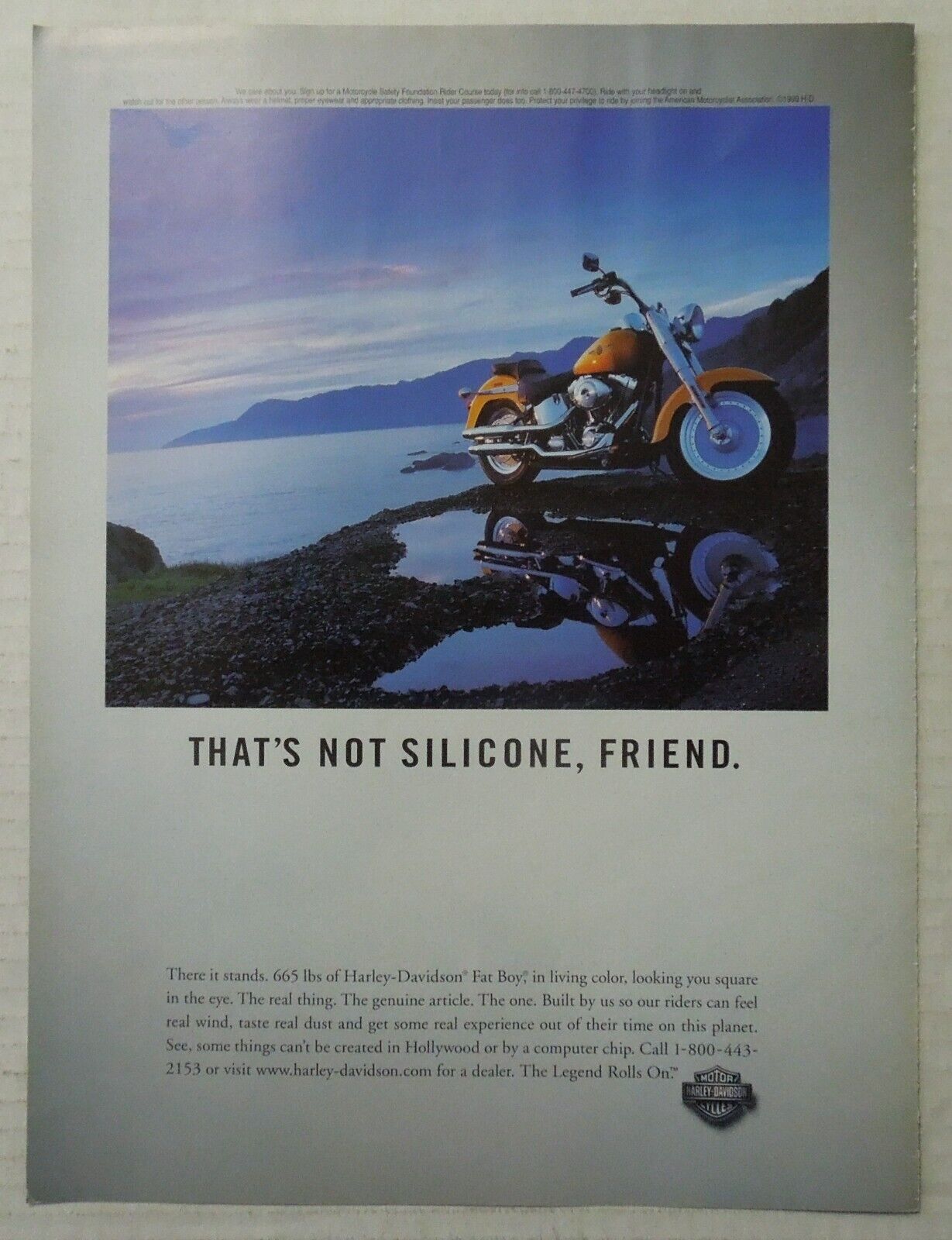2000 HARLEY DAVIDSON Fat Boy Magazine ad - That\'s Not Silicone, Friend.