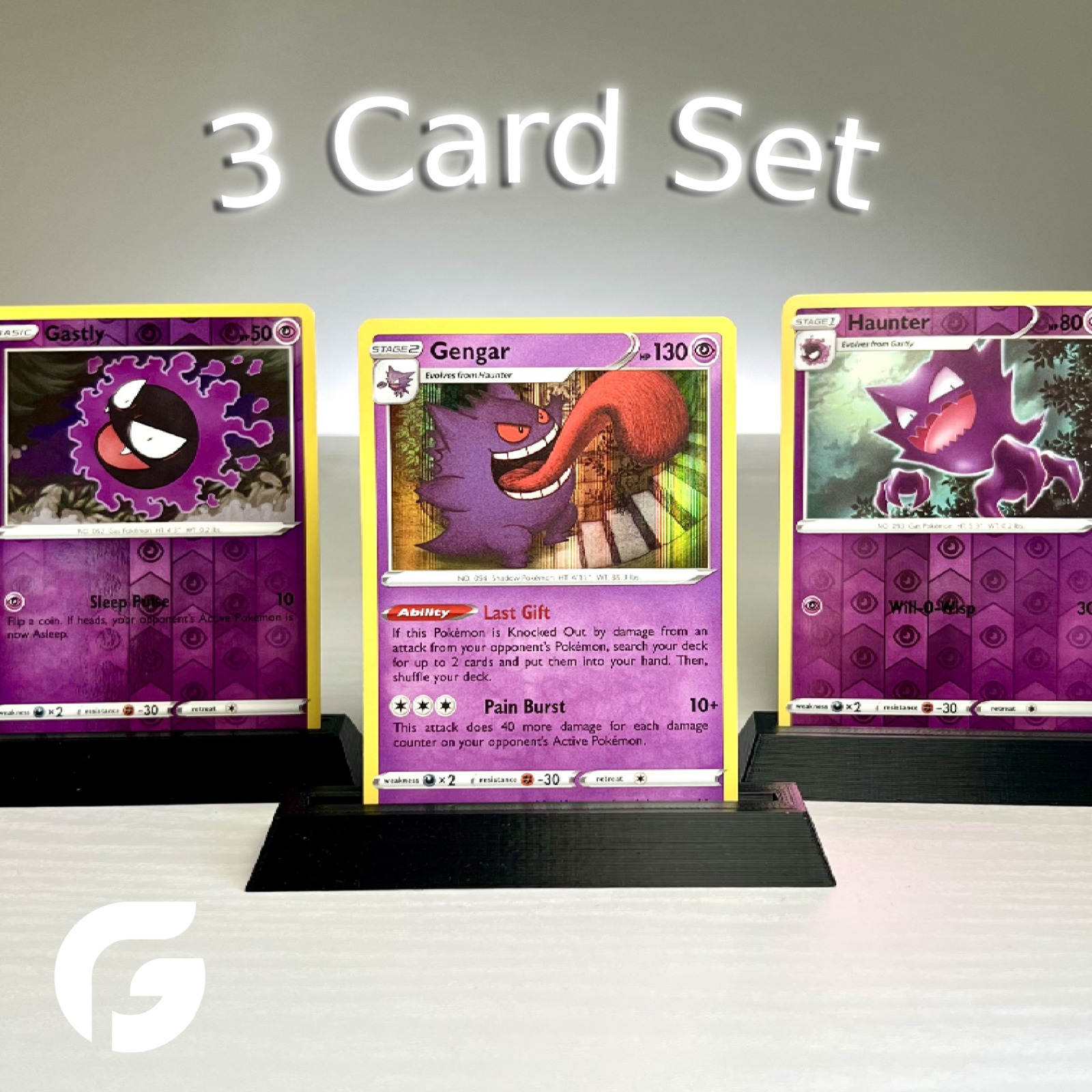 Gengar, Haunter, Gastly ALL HOLOS 3 Pokemon TCG Card Set - Near Mint