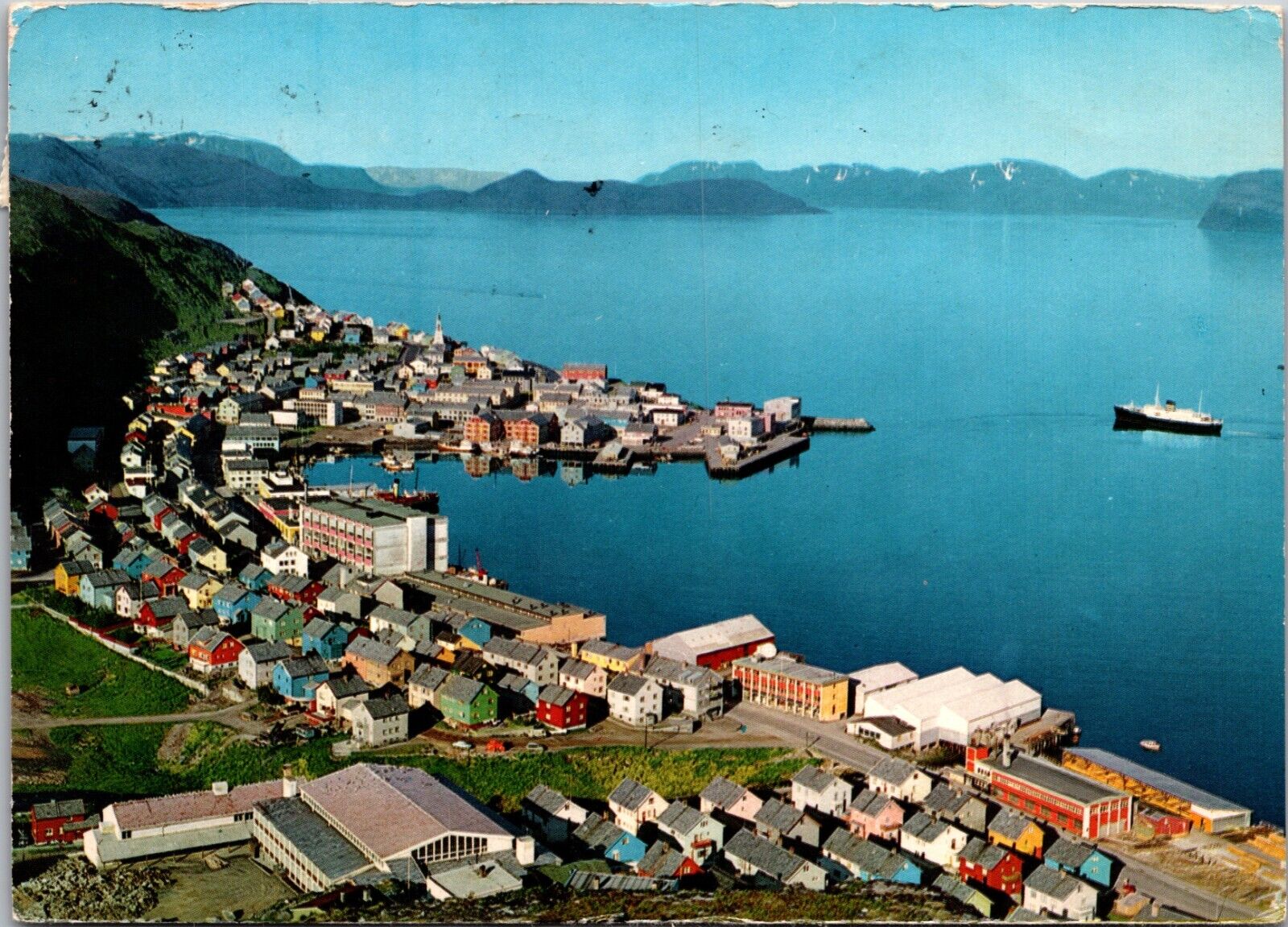 Panoramic View Of Town & Harbor Hammerfest Norway Continental 6x4 Postcard L66