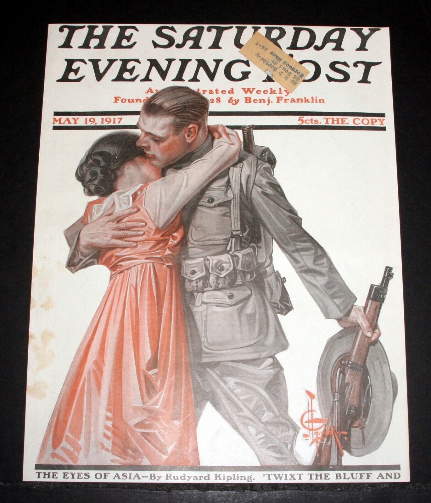 1917 MAY 19 OLD WWI SATURDAY EVENING POST MAGAZINE COVER (ONLY) LEYENDECKER ART