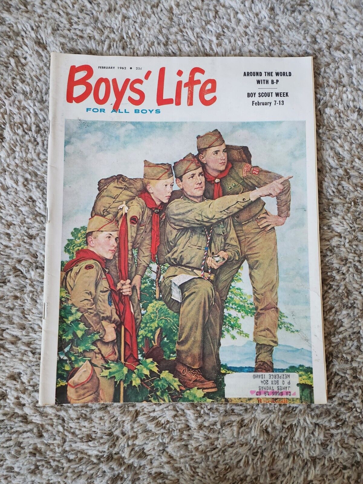 VINTAGE BOY SCOUT- 1962 BOYS\' LIFE - FEBRUARY - ROCKWELL COVER