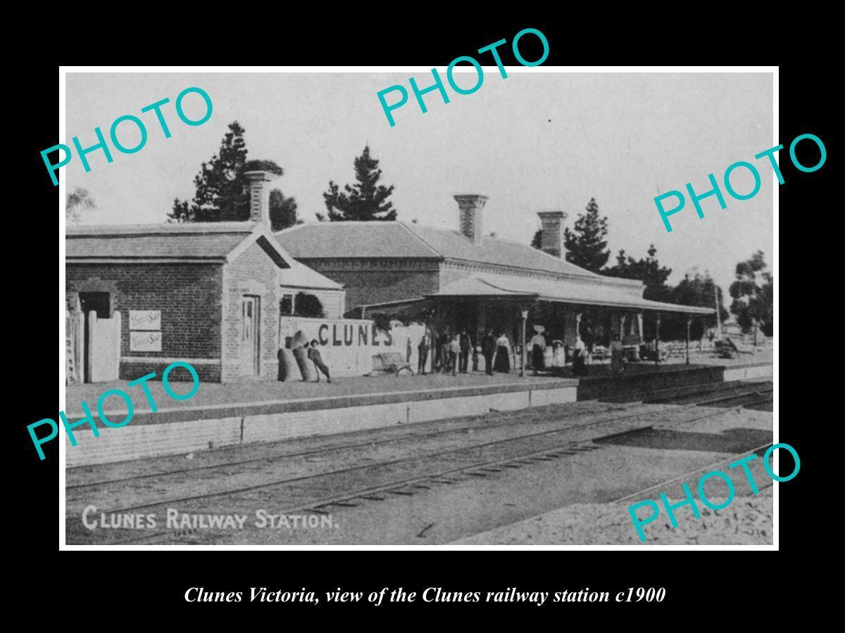 OLD LARGE HISTORIC PHOTO OF CLUNES VICTORIA VIEW OF THE RAILWAY STATION c1900