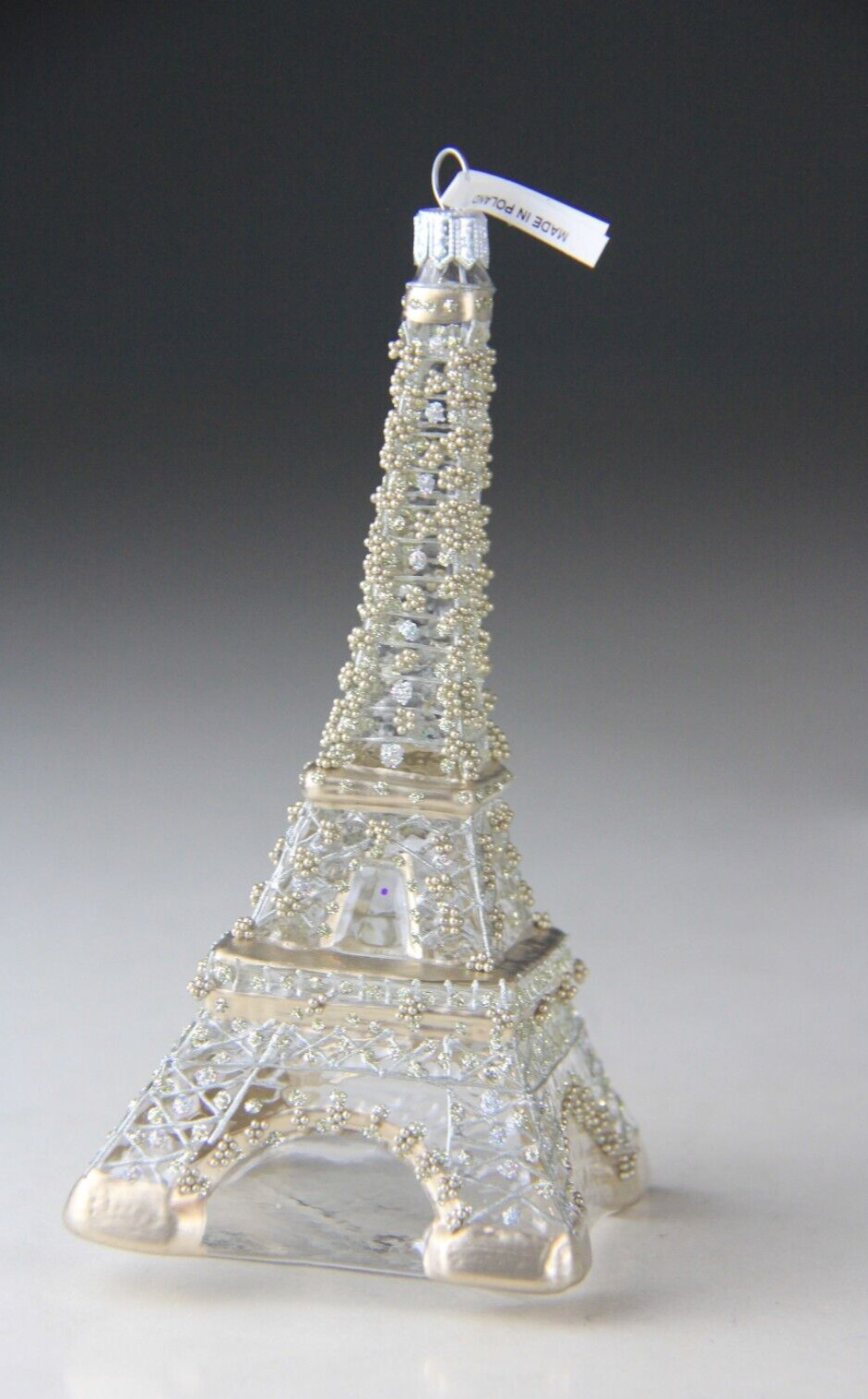 Nordstrom @Home Glass Eiffel Tower Ornament w/ Original Box Made in Poland-6.5”
