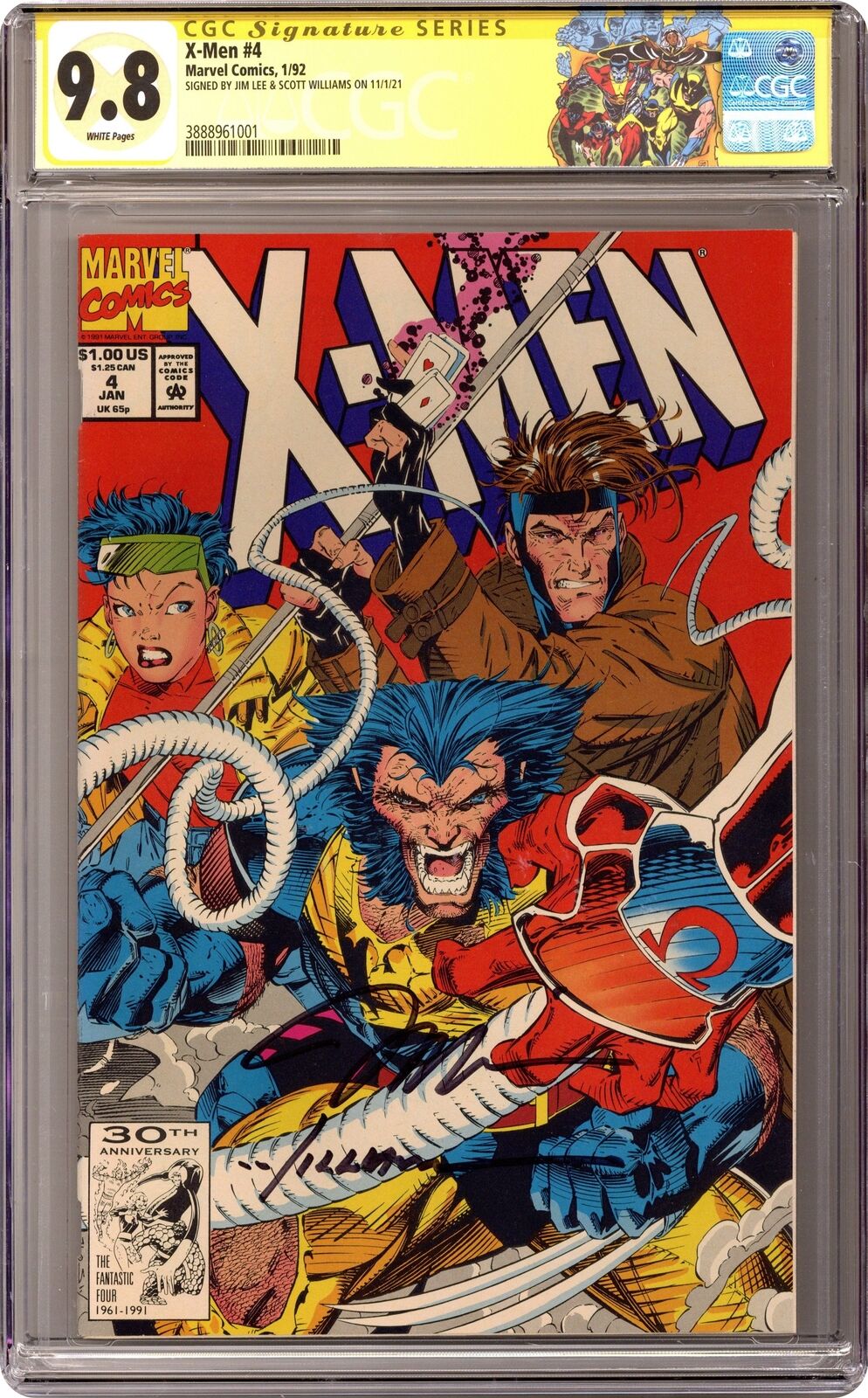 X-Men #4D CGC 9.8 SS Jim Lee/Williams 1992 3888961001 1st app. Omega Red
