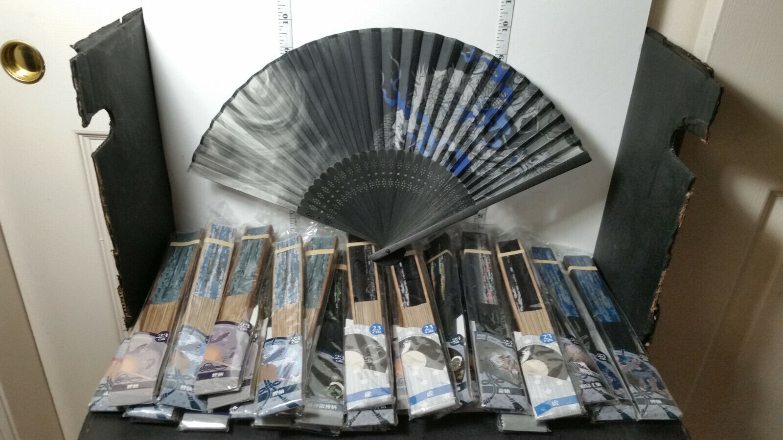 Chinese Wood Handle Paper Fans 23cm - 