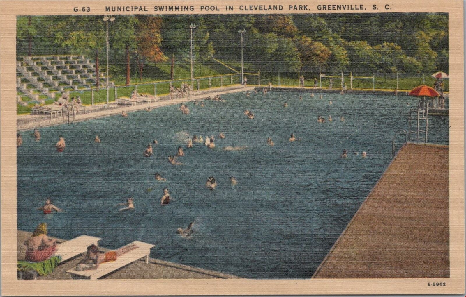 Postcard Municipal Swimming Pool Cleveland Park Greenville SC 