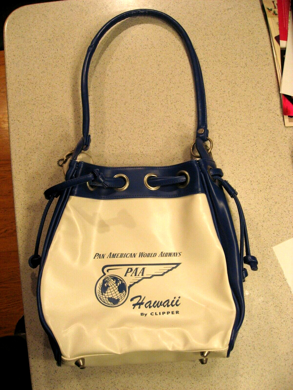 Rare Vintage Certified Pan Am Hawaii Holiday Clipper Beach Bag with Draw